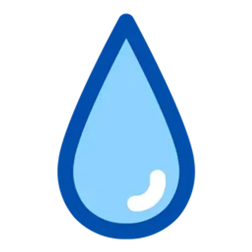 A blue water droplet icon with a darker outline.