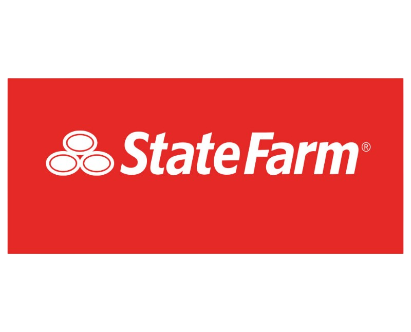 State Farm logo with red background, white oval icon, and white text.