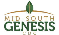 Mid-South Genesis CDC logo with green leaf and cross symbol.