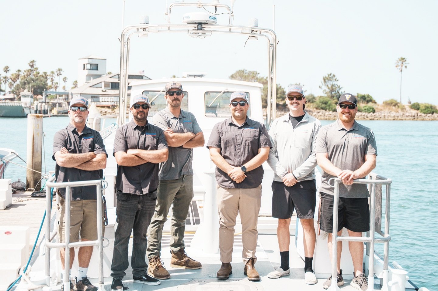 Our dedicated team of captains are ready to provide exceptional service this summer. With safety at the forefront, we&rsquo;re here to ensure every call for service is smooth sailing. (We almost got all of the team together!) #ProfessionalTeam #Custo