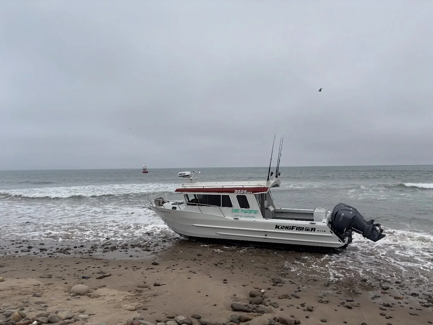 This vessel found themselves with a loss of power next to shore and was unable to get their anchor to hold before they entered the surf and went aground. This situation serves as an example to maintain a safe distance, not only to the shoreline, but 