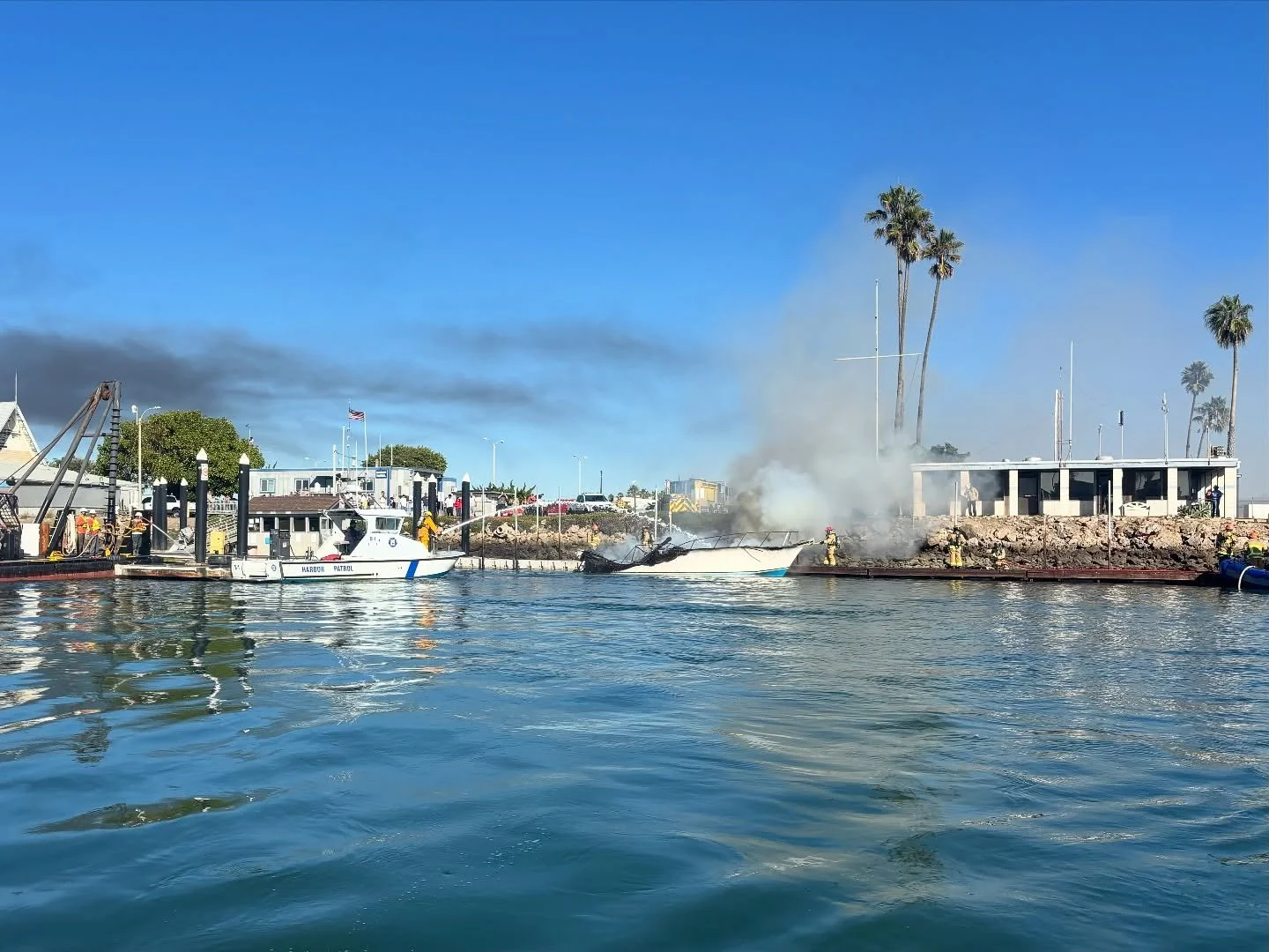 After @mansonconstruction @venturacountyharborpatrol @venturacountyfire @ventura_harbor_patrol and @oxnardcityfire went to work on last weeks boat fire, we got it out of the water, defueled, and disposed of. A responsible party for the vessel was not