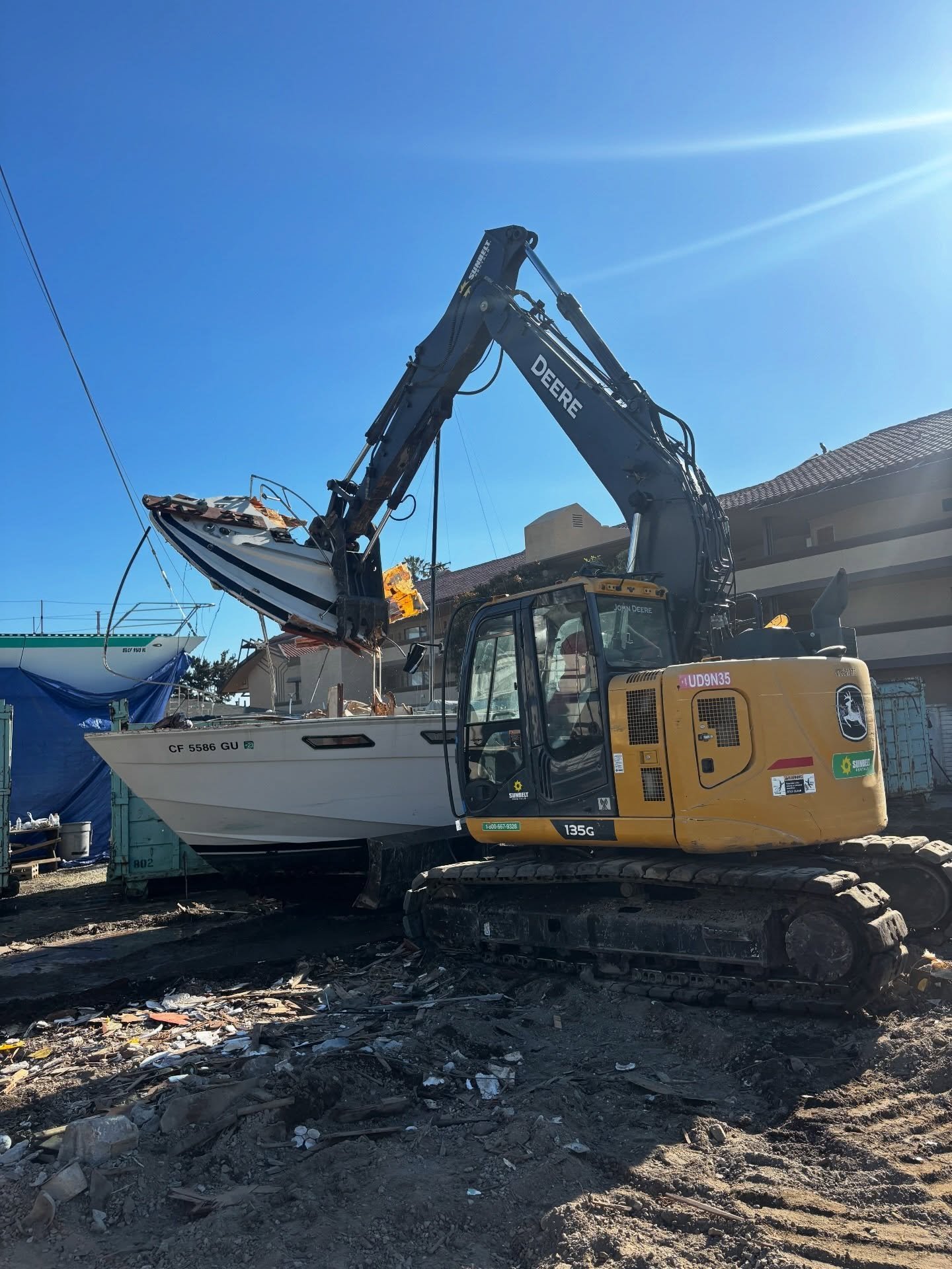 3 sailboats and 4 powerboats were disposed of over a weekend representing 270 feet of boats. All had been abandoned in different local boat yards and marinas.
