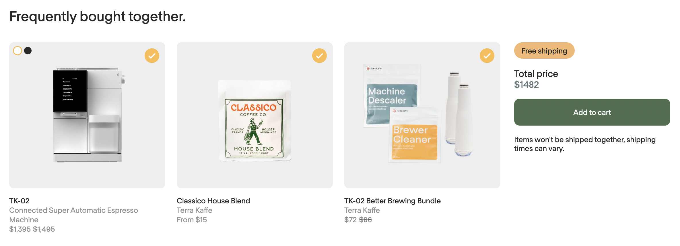 Terra Kaffe PDP Frequently Bought Together Zone