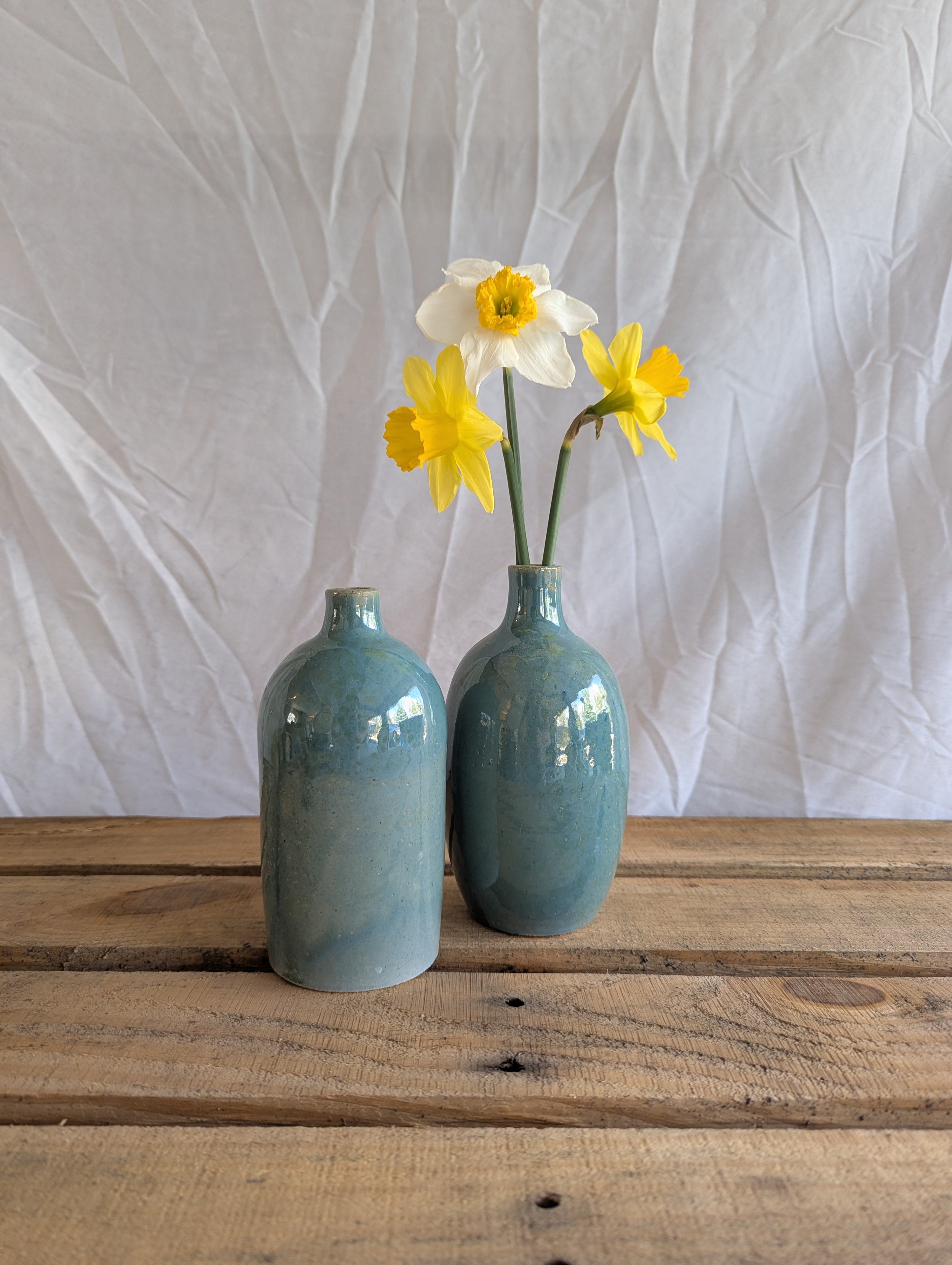 2 Robbin egg blue jars