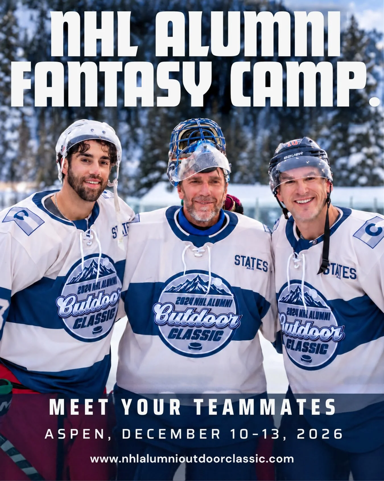 The NHL Alumni Fantasy Camp on 🗓️ December 11th is more than hockey &mdash; it&rsquo;s a full weekend of unforgettable experiences, on and off the ice.

🥅 Scrimmage alongside NHL Alumni at Aspen Ice Garden
👕 Custom on-ice and off-ice apparel packa