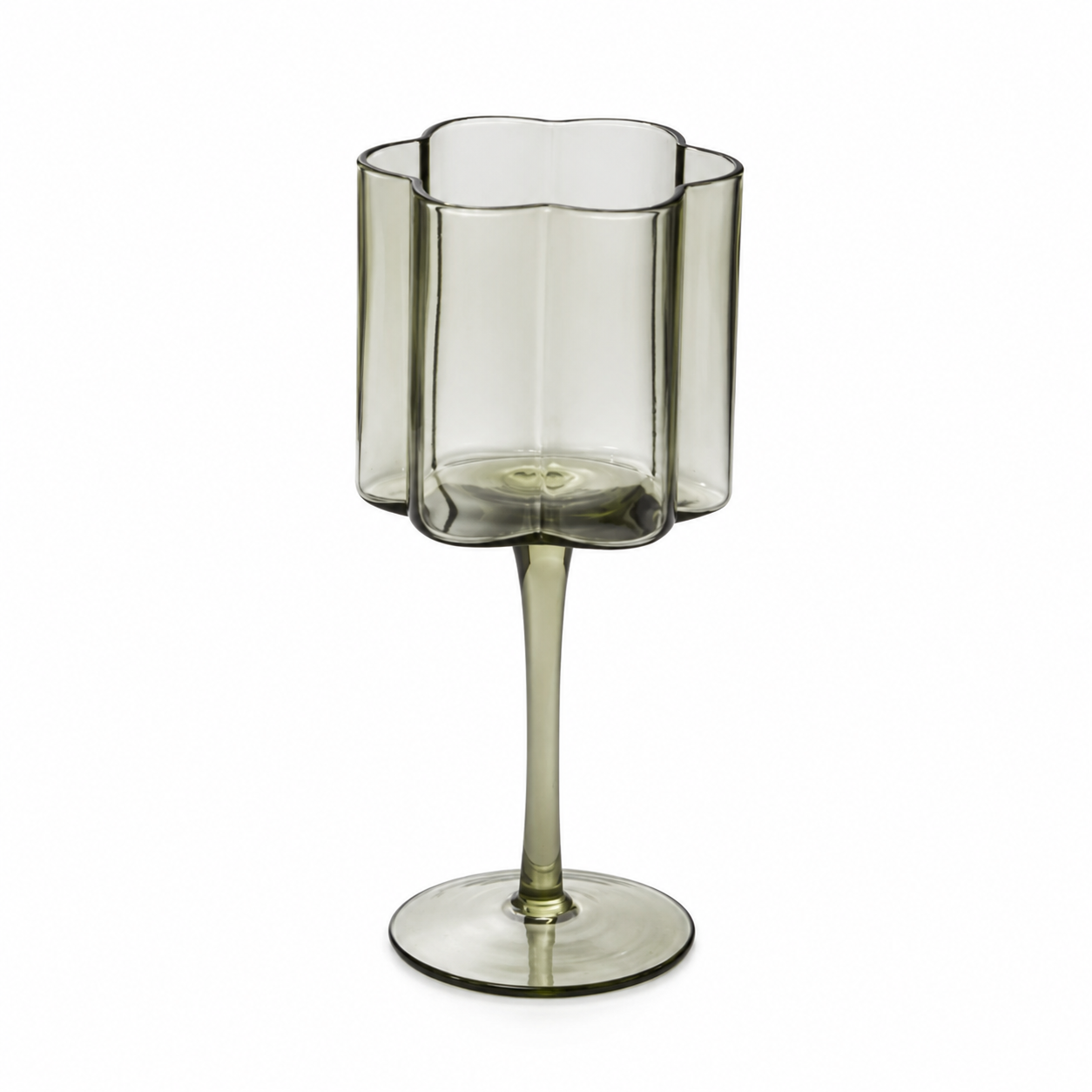 Green Floret Wine Glass