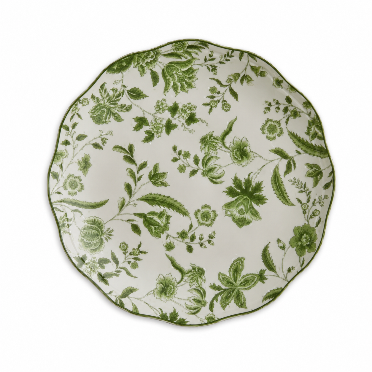 Green Floral Salad Plate