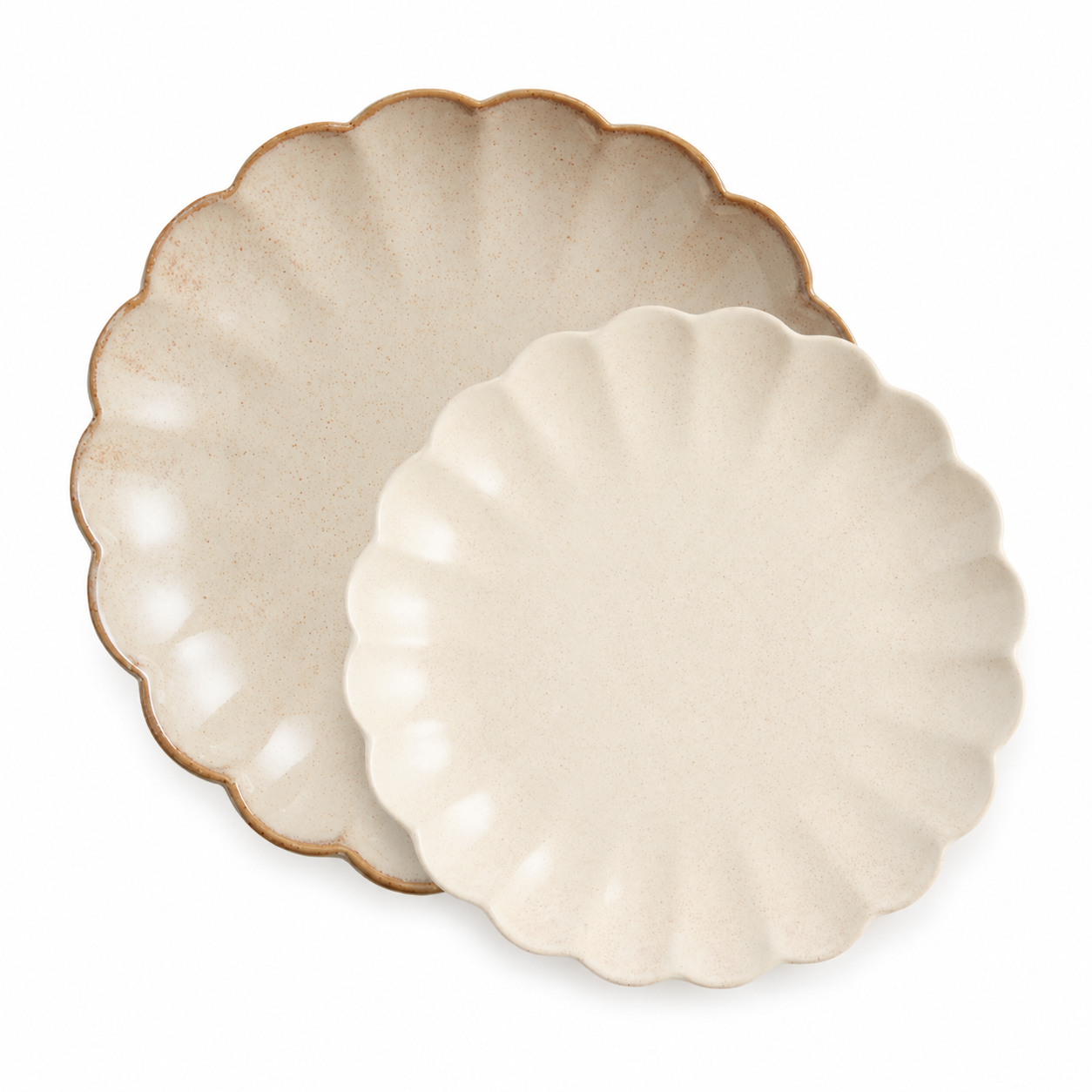 Scalloped dinner and salad plate rental collection