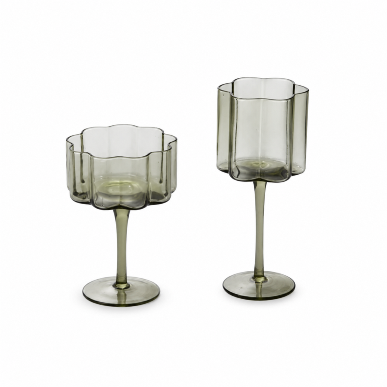 Green Floret glassware styled on a wedding tablescape