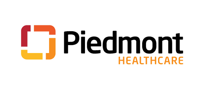 Piedmont Healthcare logo with a colorful square design and black and orange text.