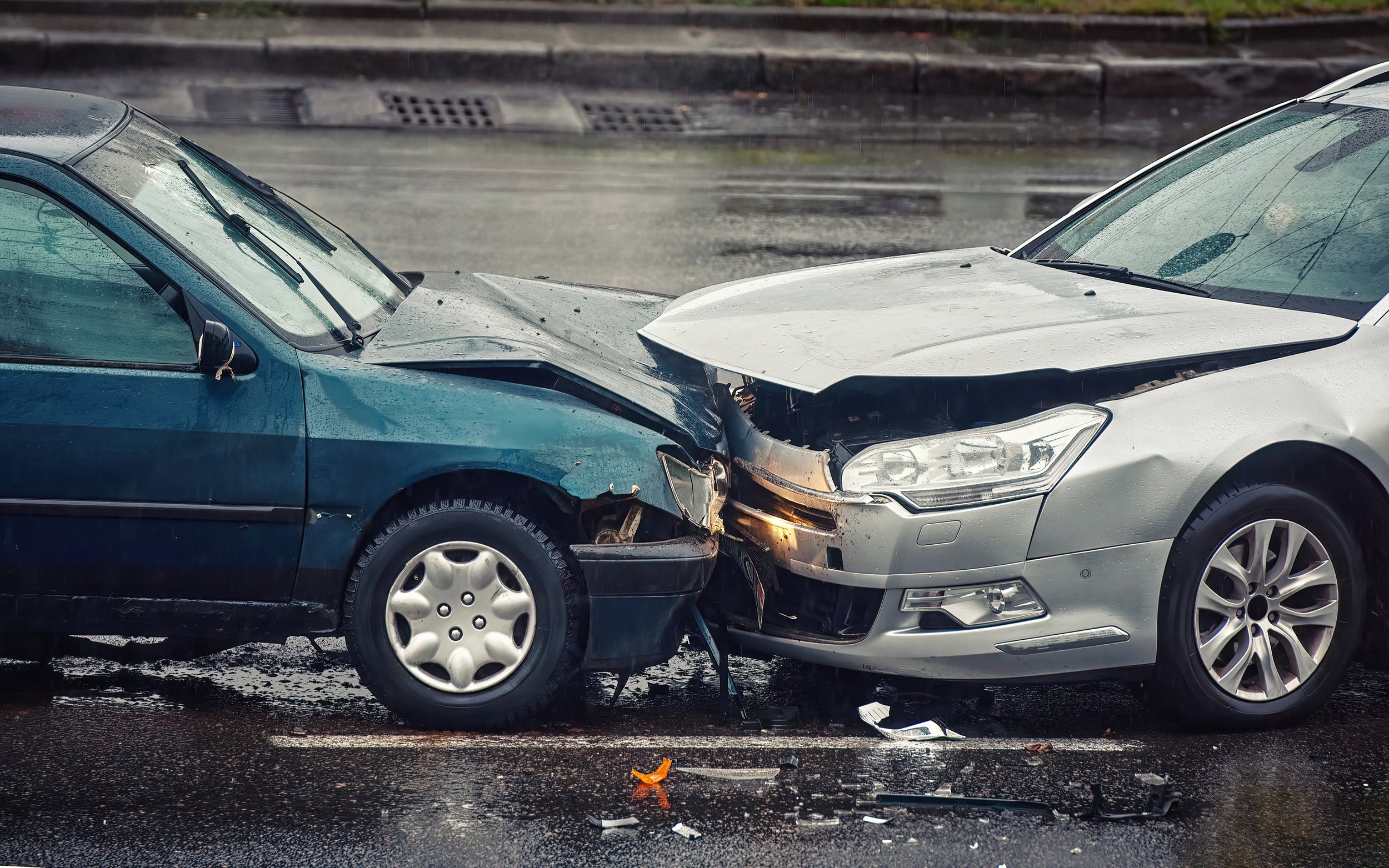two cars crashing