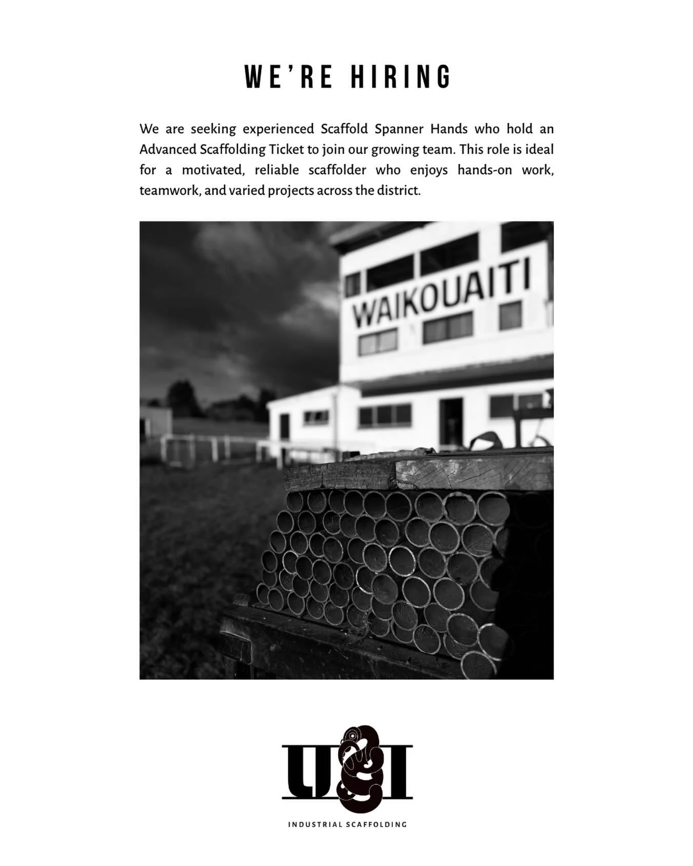 🚧 We&rsquo;re Hiring! Join the U&amp;I Team 🚧

Love working at height? Passionate about safety and teamwork? U&amp;I Scaffolding is looking for skilled scaffolders to join our growing crew!

👷&zwj;♂️ Competitive pay
👷&zwj;♀️ Supportive, safety-fi