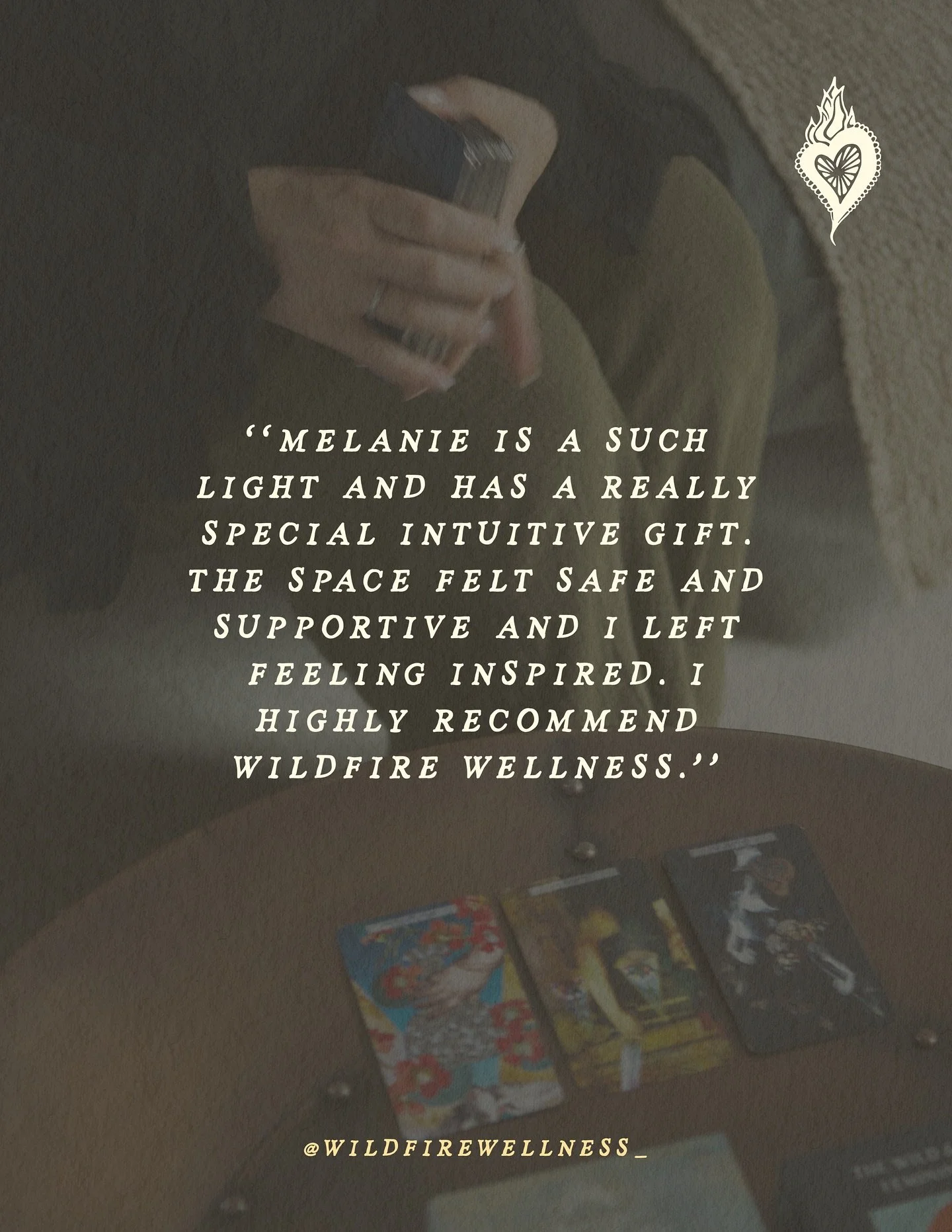 Melanie is still available this week for 1:1 intuitive sessions 🤎 Join us at Wildfire Wellness, Richmond&rsquo;s newest wellness sanctuary ✨

Open times for intuitive reading with Melanie this week: 

💫 Wednesday 11am-1pm, 5pm-6pm
💫 Thursday 9am-1