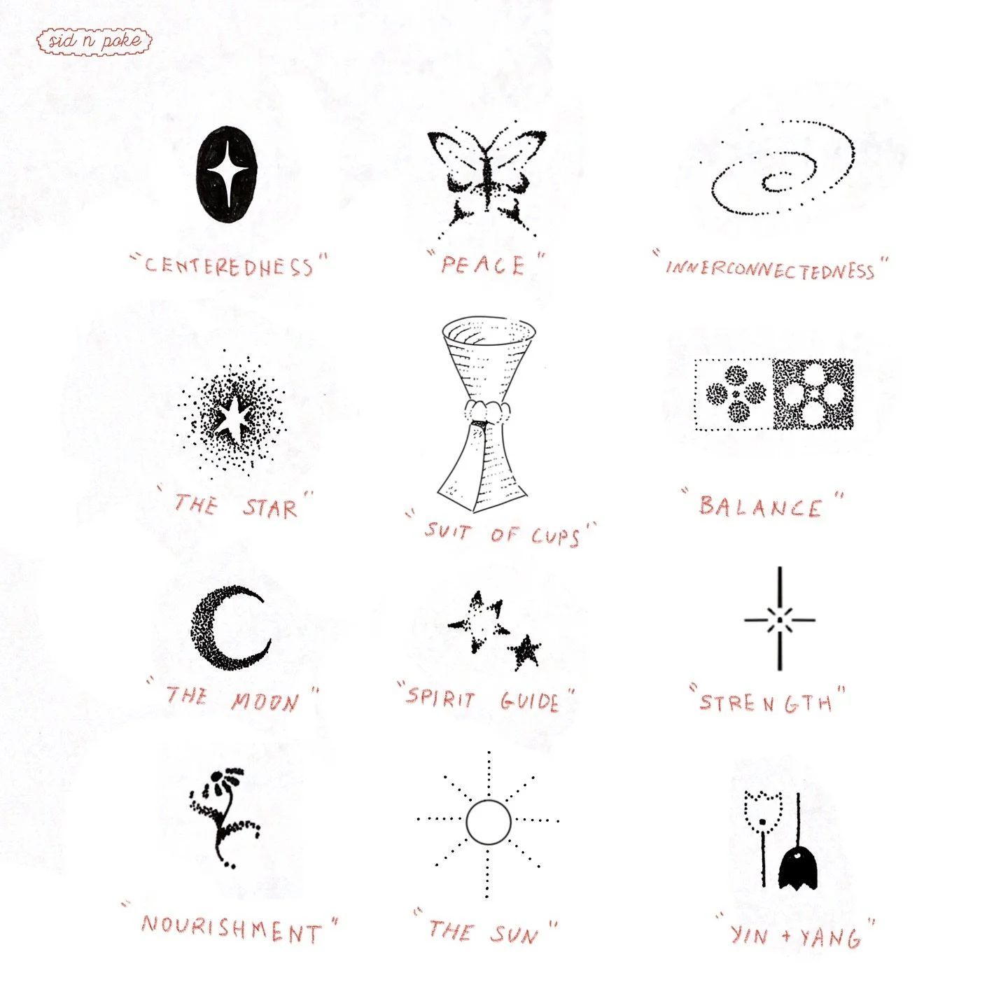 The most magical and whimsical flash tattoo sheet for tomorrow&rsquo;s Grand Opening Celebration @wildfirewellness_ + @myndconservatory 💫🧚🏼&zwj;♀️

Come by 12pm-4pm for these special flash tattoos by @sid_n_poke and more festivities to celebrate o