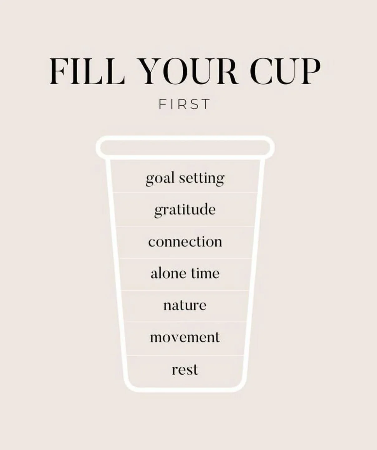 You can&rsquo;t pour from an empty cup &mdash; and you don&rsquo;t need permission to refill it.

Before you show up for everyone else, show up for yourself. Set the goal. Practice gratitude. Move your body. Rest without guilt. Make space for connect