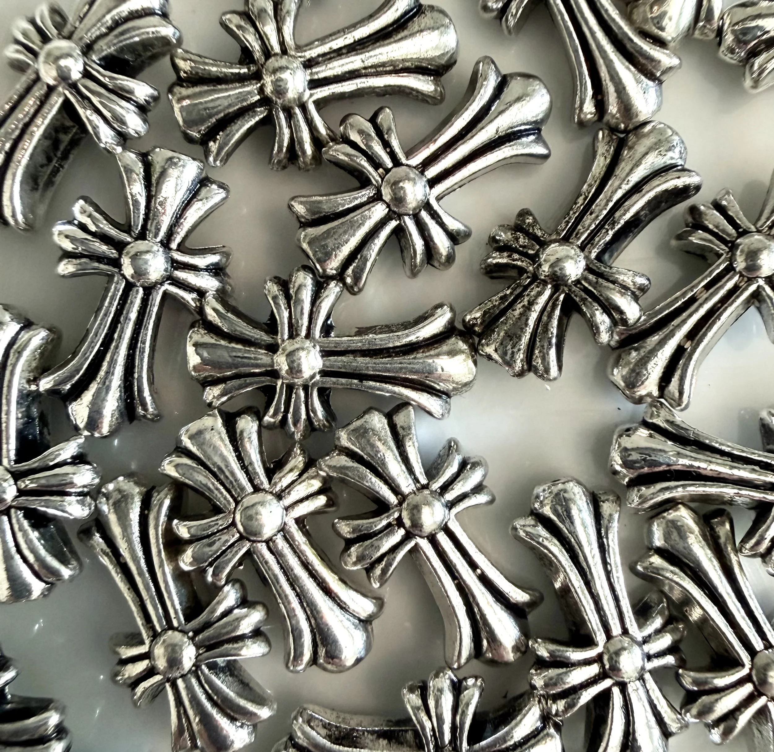 Elegant Silver-Tone Cross Bead
