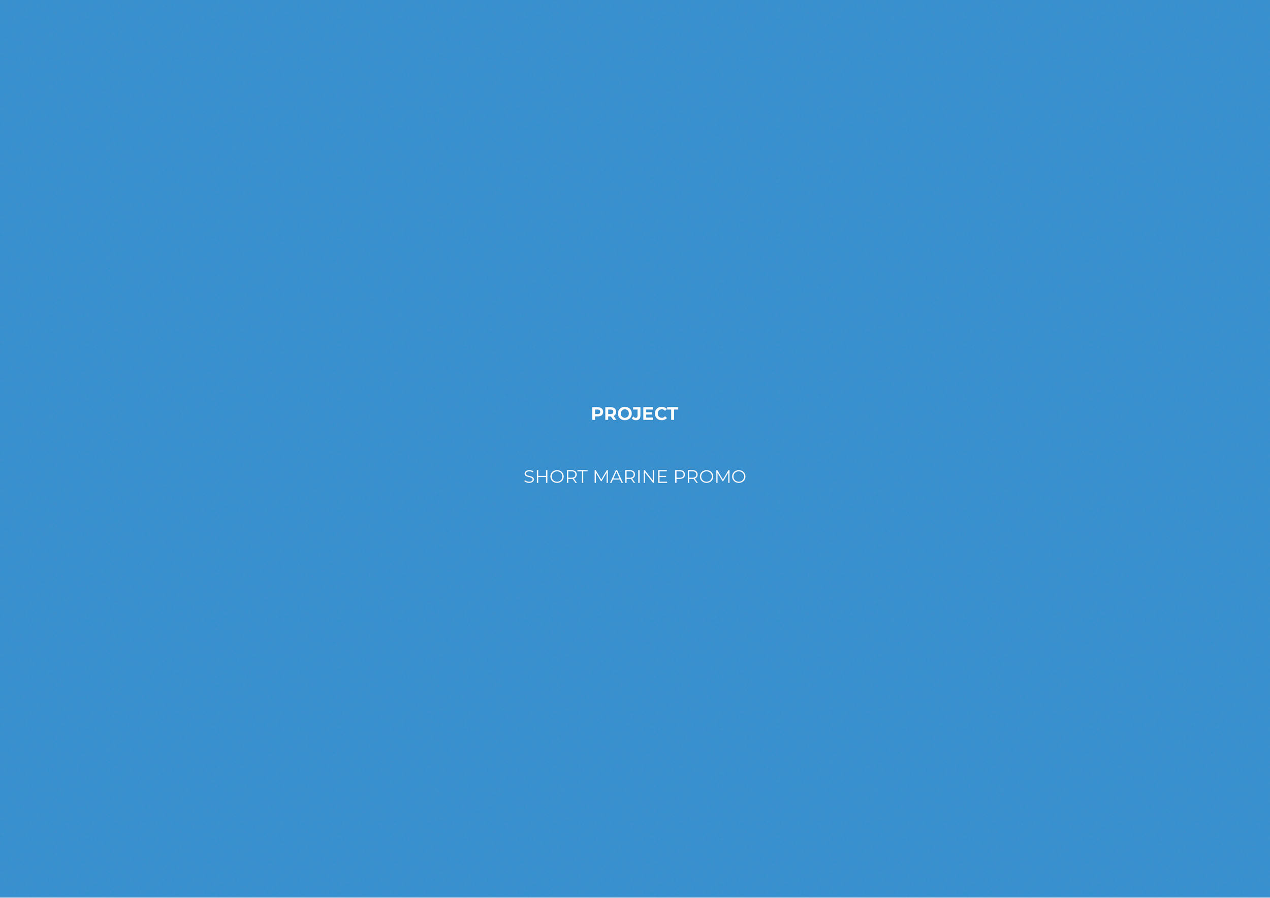 Blue background with white text that says 'PROJECT' and 'SHORT MARINE PROMO' in the center.