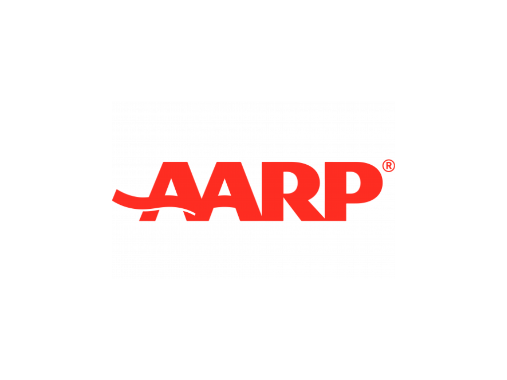 The AARP logo in red text on a white background.