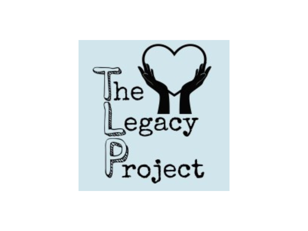 Logo for The Legacy Project, featuring black hands holding a heart shape.
