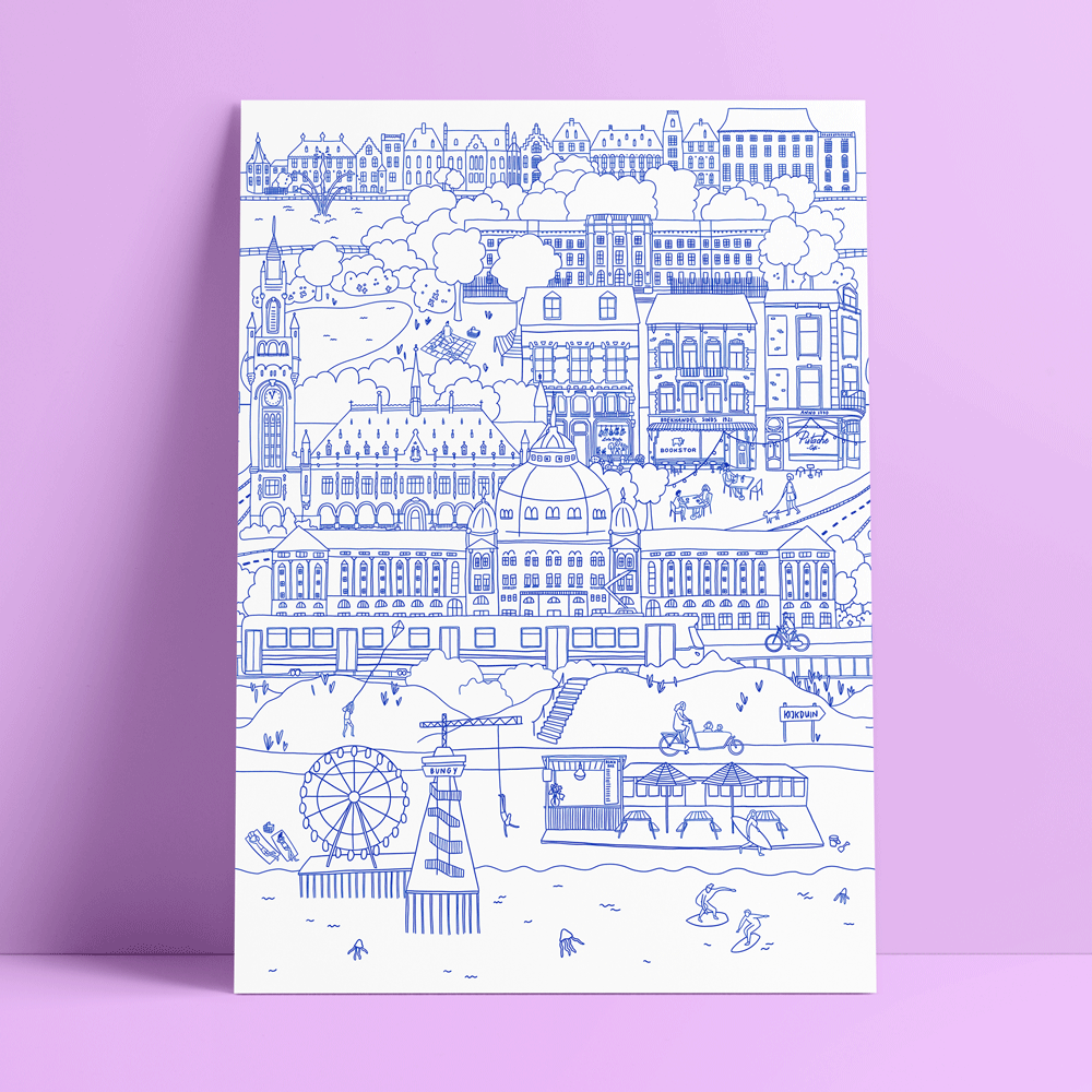 The Hague Illustration - Blue & White