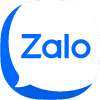 Zalo logo with white speech bubble containing blue text