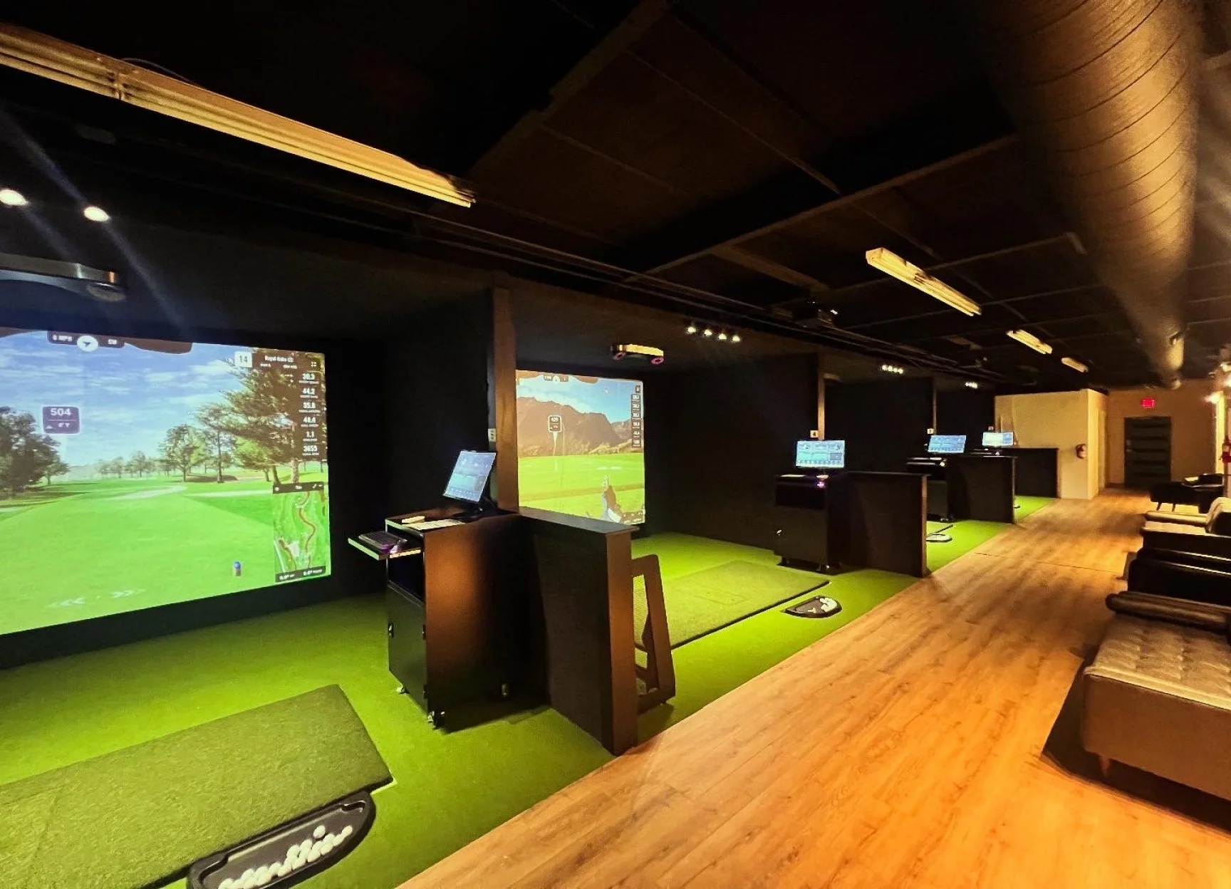 Private golf simulator bay with ProTee VX launch monitor at Birdie House Dallas