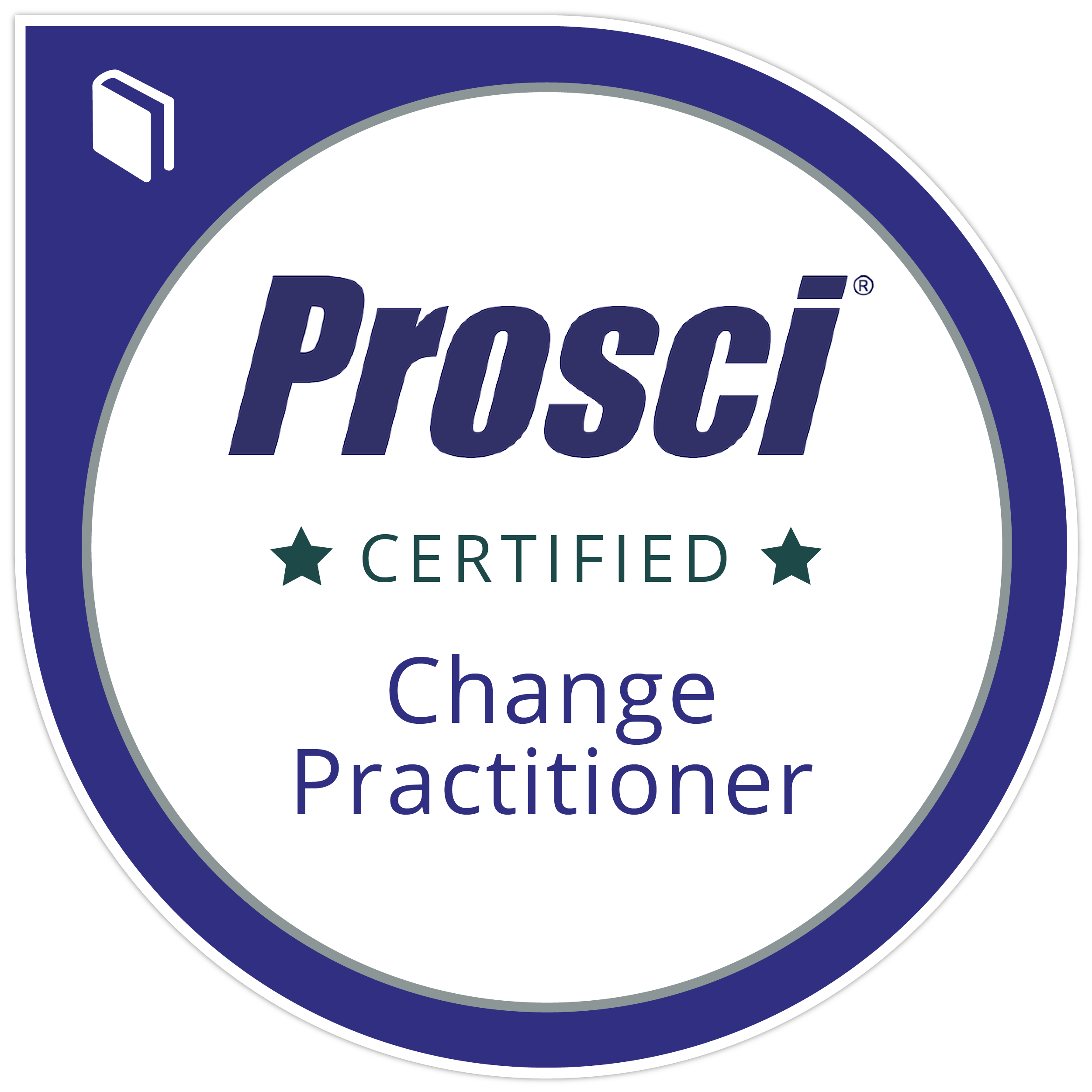 Close-up of a badge or sticker with a blue border that reads 'PUSH' and 'CHANGE Practicier' in bold letters.