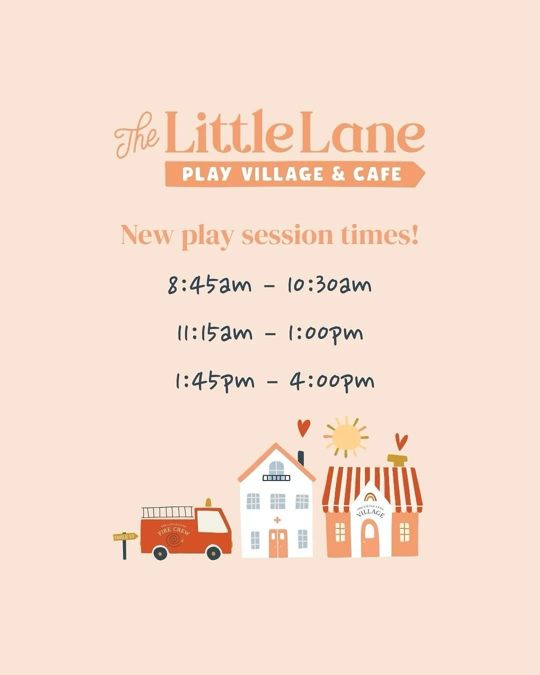 Summer session times are here! ☀️

We&rsquo;re trialling new summer session times from next week (Mon 10 November) &ndash; with 1 hr 45 min sessions (that&rsquo;s an extra 15 minutes of play!) and three sessions per day.

New session times:
* 8:45am 