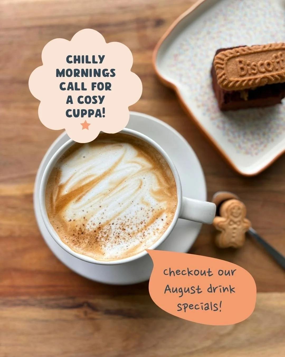 Pop in for a relaxed play and something yummy! ☺️🧡 Which will you try? 😋 #gingerlatte #hotchoccy #marshmallowlatte #pistachiomatcha #fancydrinks