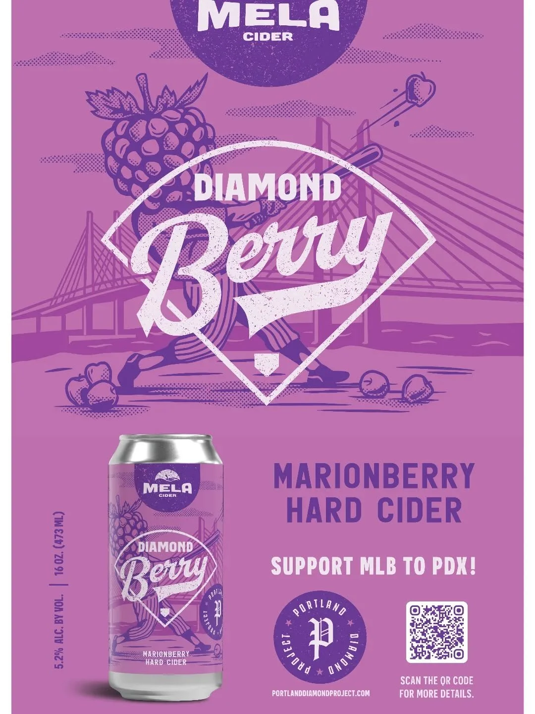Excited to officially reveal our collaboration with @portlanddiamondproject ⚾

Diamond Berry Cider - 5.2% ABV

A Marionberry cider that is light and fruit forward, pairs perfectly with a baseball game and sunny weather! 

Stop by @tapsatoaktreestatio