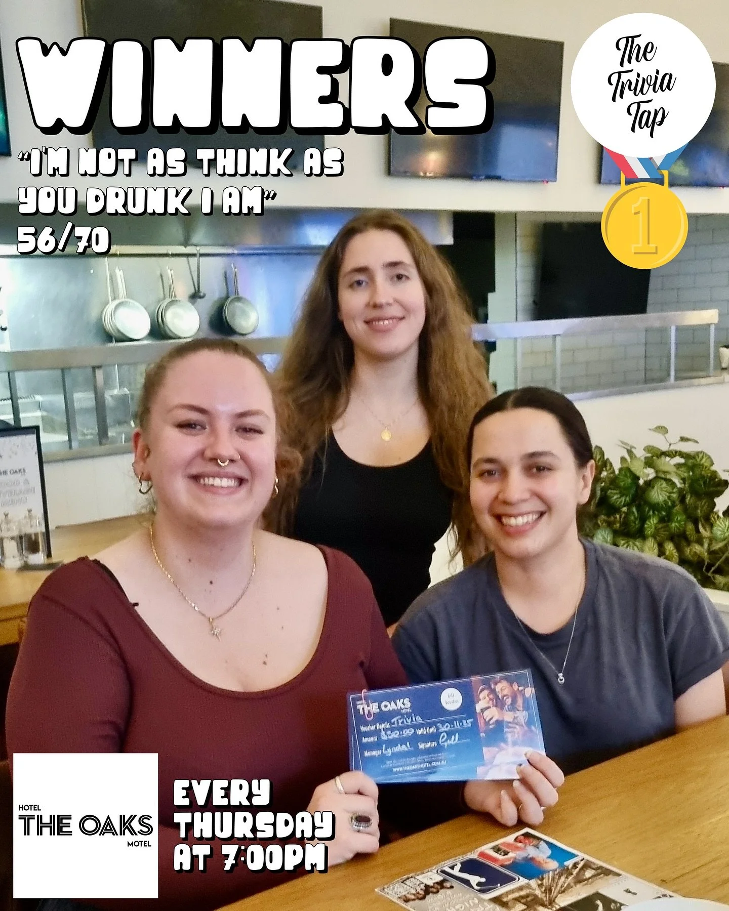 Last night&rsquo;s trivia winners at @oakshotelalbionparkrail!

Thanks to all 7 teams for coming out for some Thursday trivia action 🍻🧠🏆

Rhiannon returns with more questions and prizes next Thurday at 7! 👏