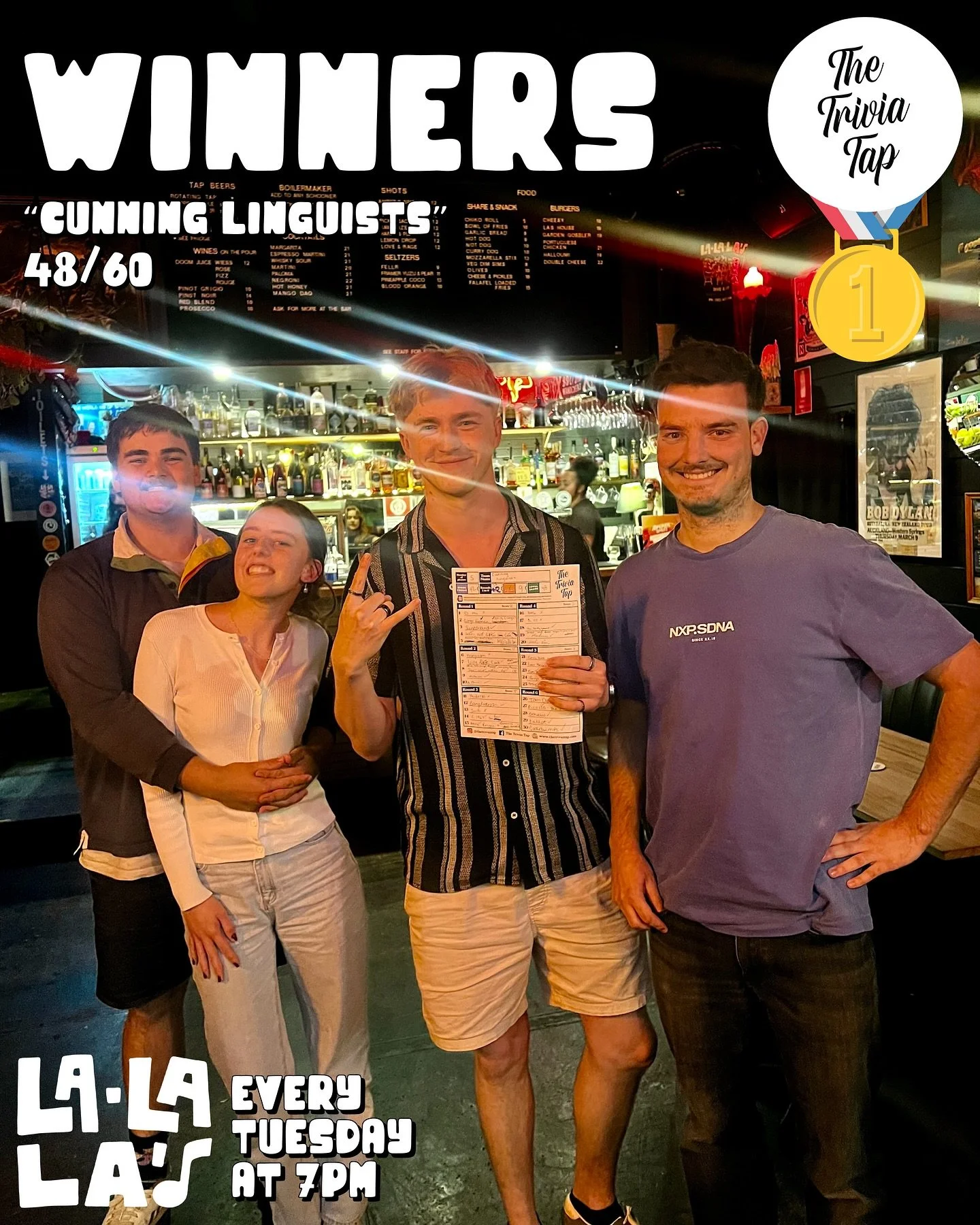 19 teams played trivia at @lalalaswollongong last night!

That&rsquo;s 90 of Wollongong brainiest quiz players drinking, thinking and winning 🍻🧠🏆

Sam returns to the microphone next Tuesday with a fresh batch of questions and prizes to giveaway!