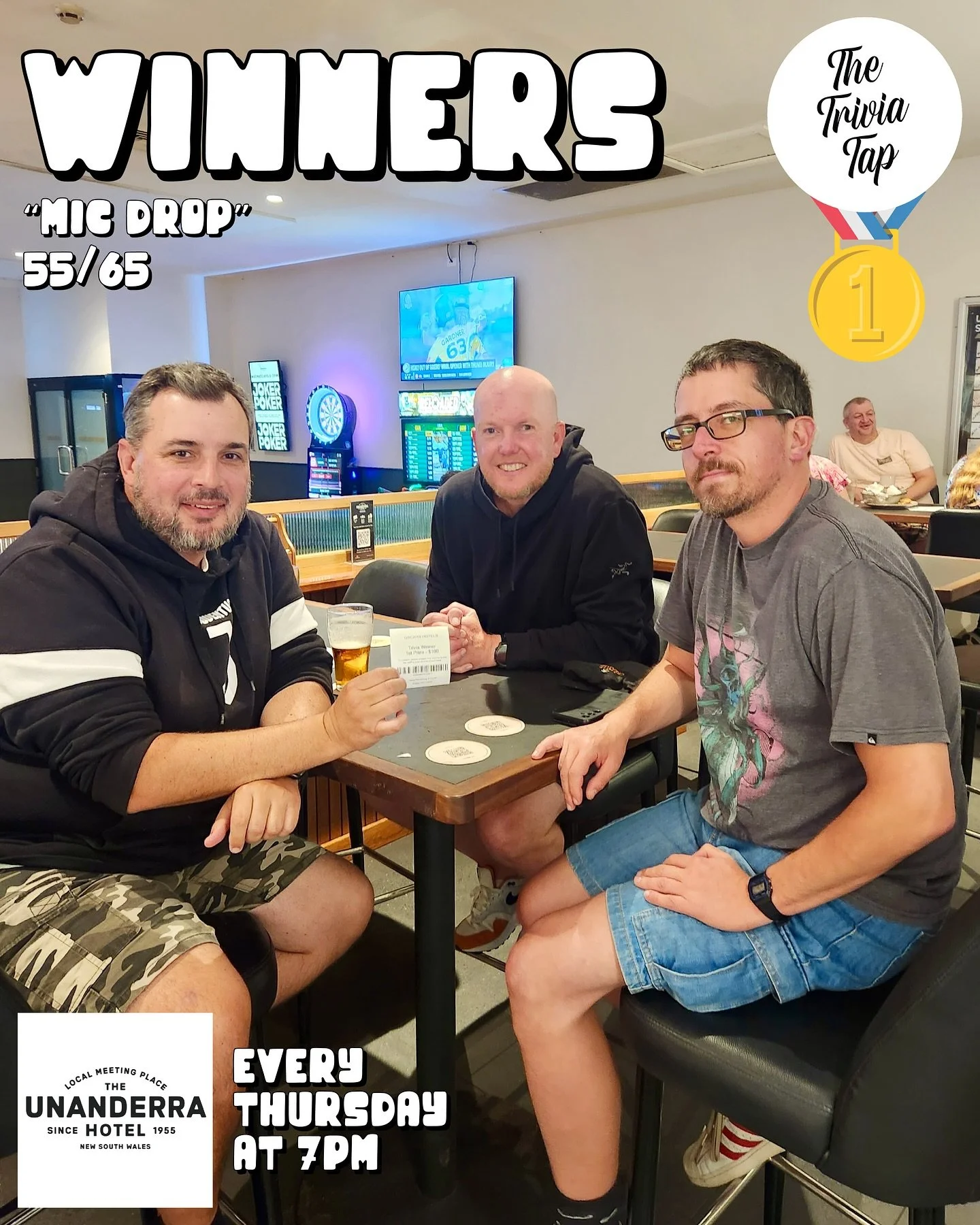 10 of Unanderra&rsquo;s brainiest quiz teams played trivia last night at @theunanderrahotel! 👏

Thank you all for drinking, thinking and winning!

Sonia is back next Thursday at 7 with more questions and prizes❓🤩🍻