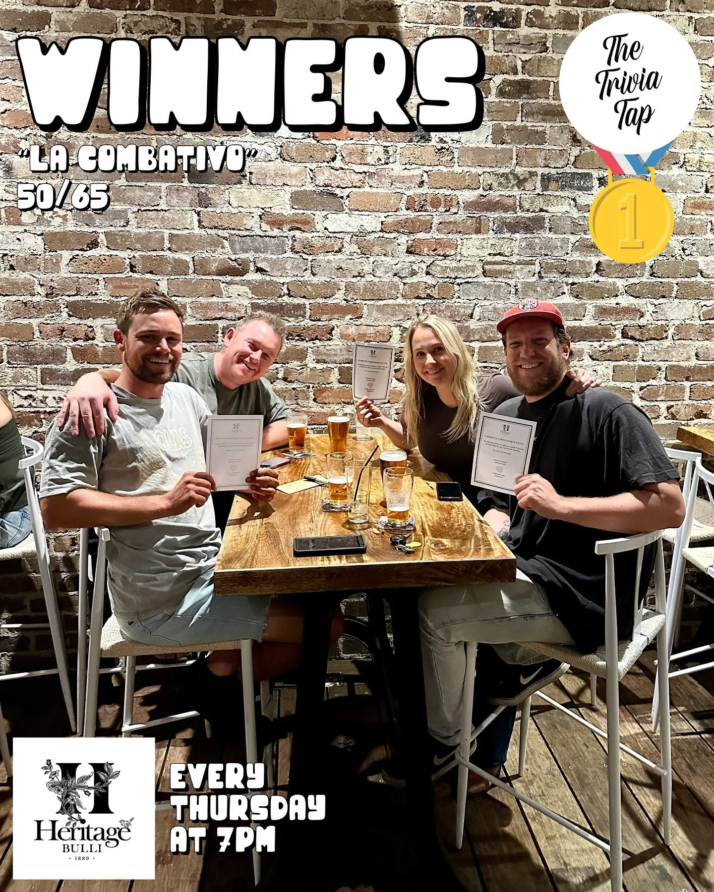 16 teams joined us for trivia at @heritagehotelbulli last night!

Nearly 70 players showed up to Drink. Think. Win. 🍻🧠🏆

Sam is back on the microphone again next week for another night of questions and prizes!