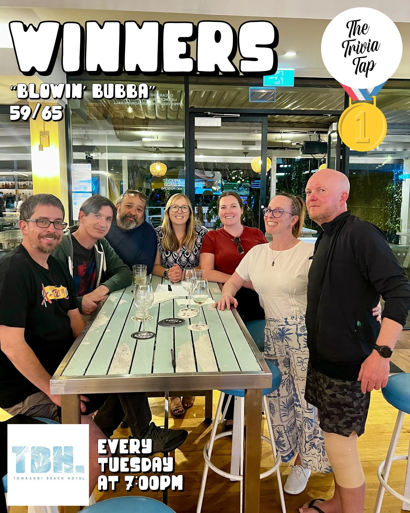 12 teams joined us for trivia last night at @towradgibeachhotel!

Thanks to everyone who came along to Drink. Think. Win. 🍻🧠🏆

Joel is back next Tuesday with more questions, more prizes and more fun!