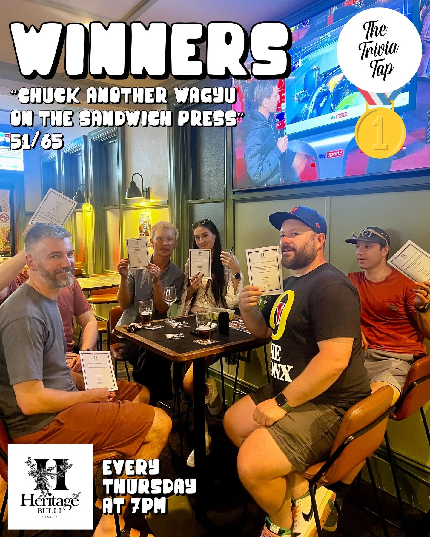 Bulli&rsquo;s brainiest trivia teams battled for bragging rights and prizes last night at @heritagehotelbulli!

Thanks all for drinking, thinking and winning 🍷🤓🥇

Sam&rsquo;s back next week to test your brains and hand out more prizes&hellip;