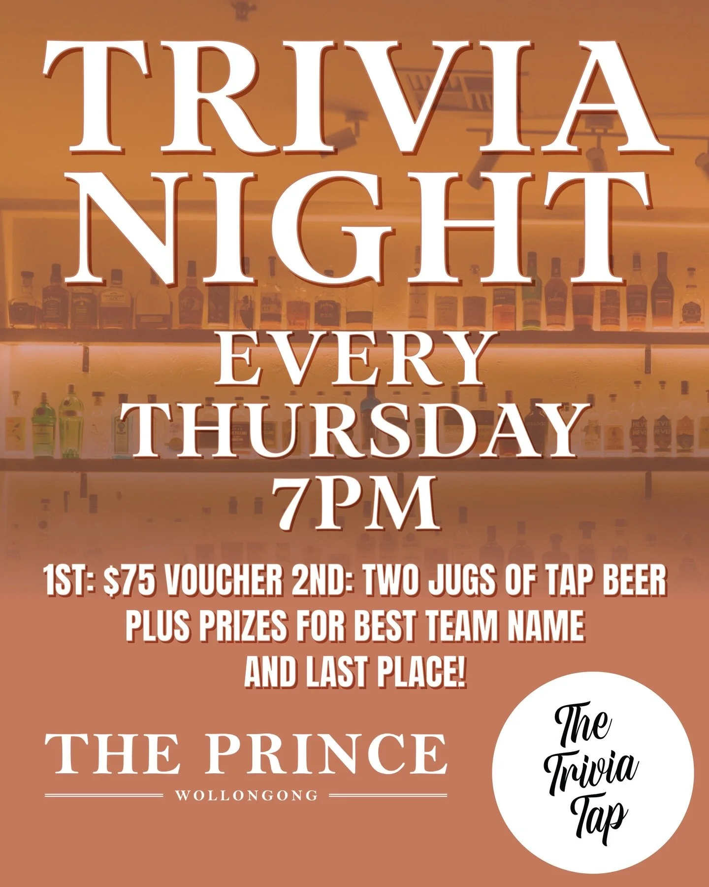 Coming soon, TRIVIA at @theprincewollongong! 📝🧠🍹

🥇 First place: $75 voucher
🥈 Second place: Two Jugs of Tap Beer
🎁 Plus prizes for best team name and last place!

Every Thursday at 7 STARTING THURSDAY 11 DECEMBER!