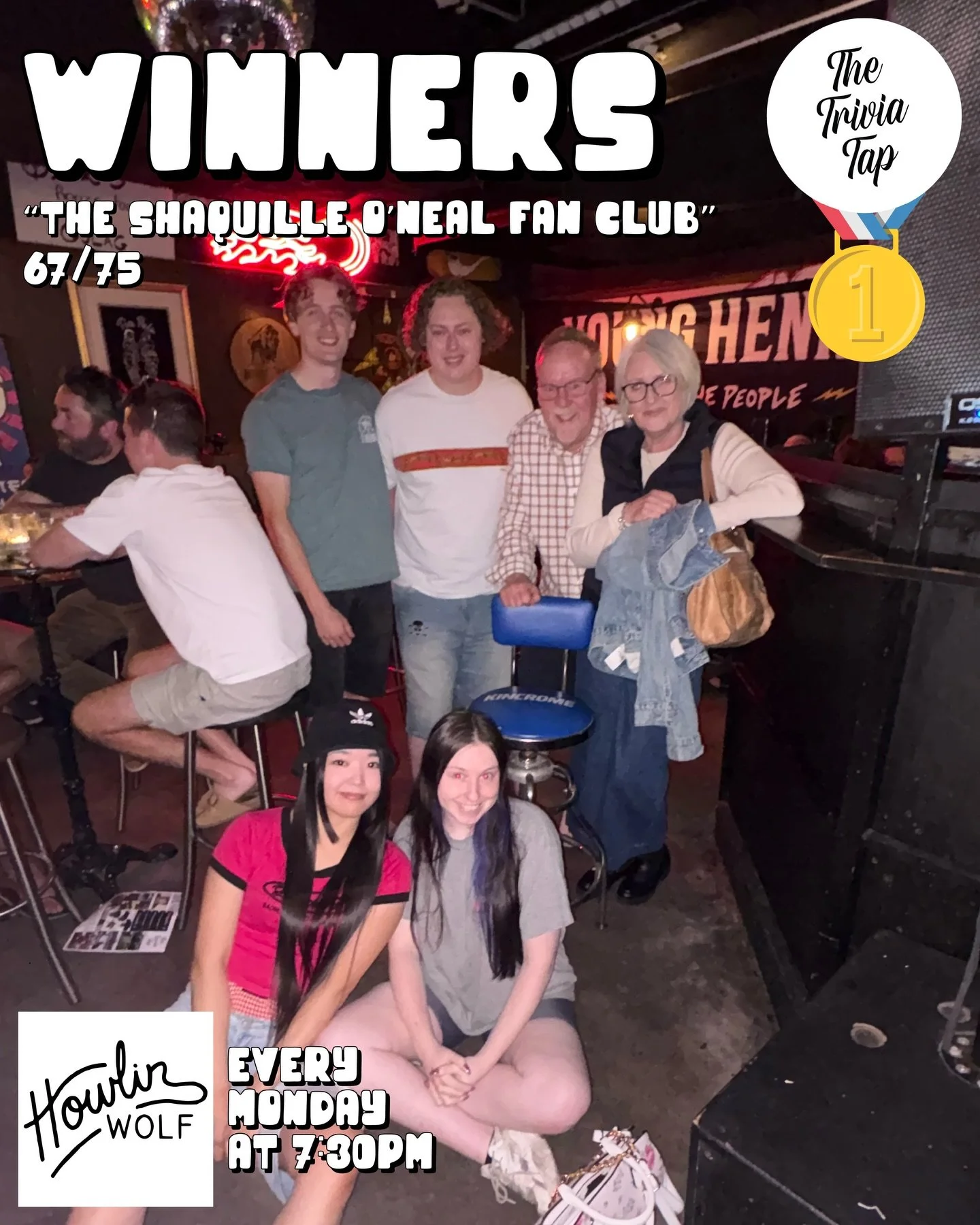 WINNERS from @howlinwolfbar last night, where we had a huge 76 players show up! 📝

Thank you all for drinking, thinking and winning. 🥃🤓🥇

NEXT WEEK is our 2025 themed trivia night: The Big Fat Quiz of the Year! How much of 2025 do you remember?