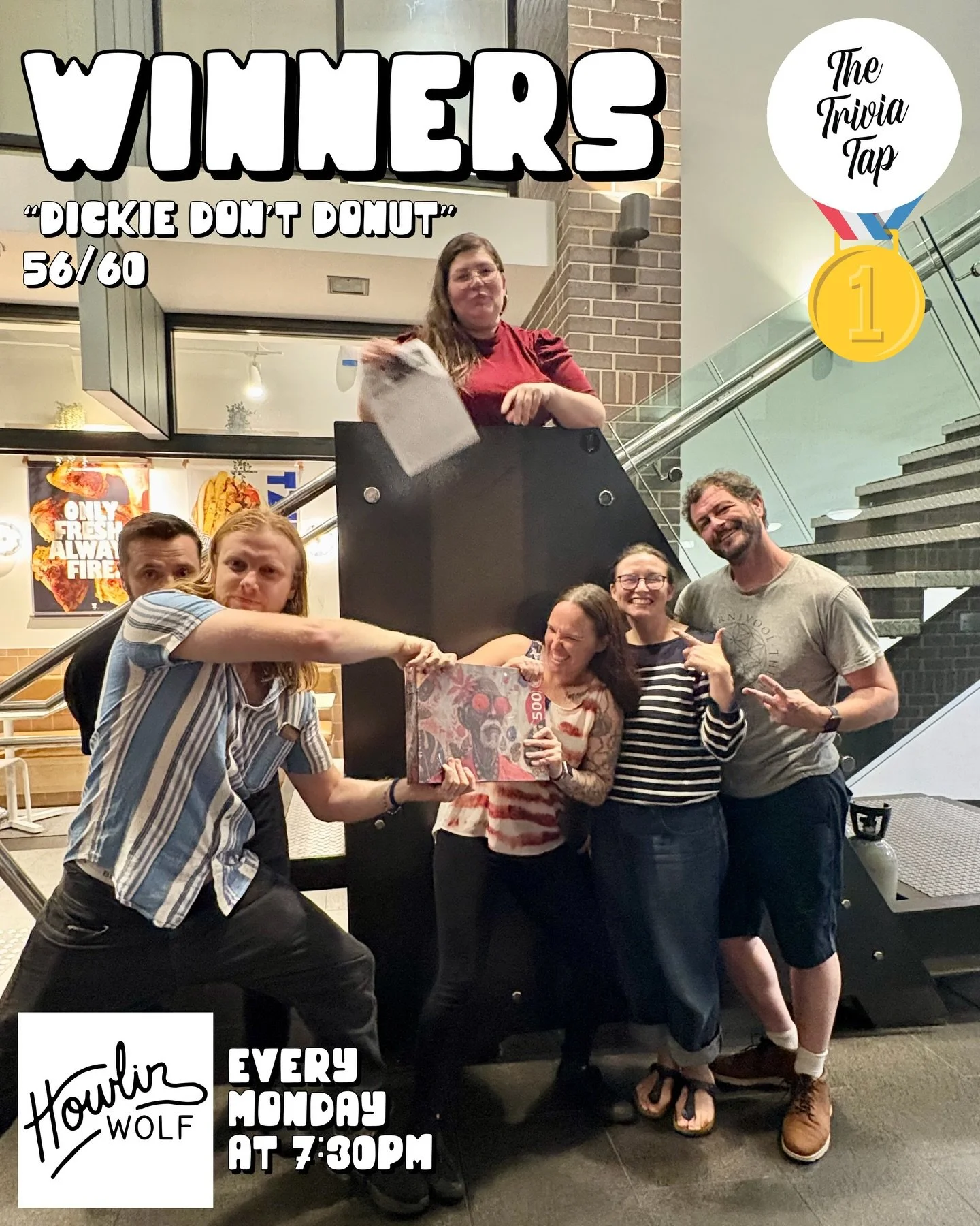 One question. One answer. Absolute scenes. ⛓️&zwj;💥

A full-blown tiebreaker showdown at @howlinwolfbar last night saw Dickie Don&rsquo;t Donut scrape home on 56/60, with the room split, pens hovering, and egos on the line ✍️😬

Best team name award