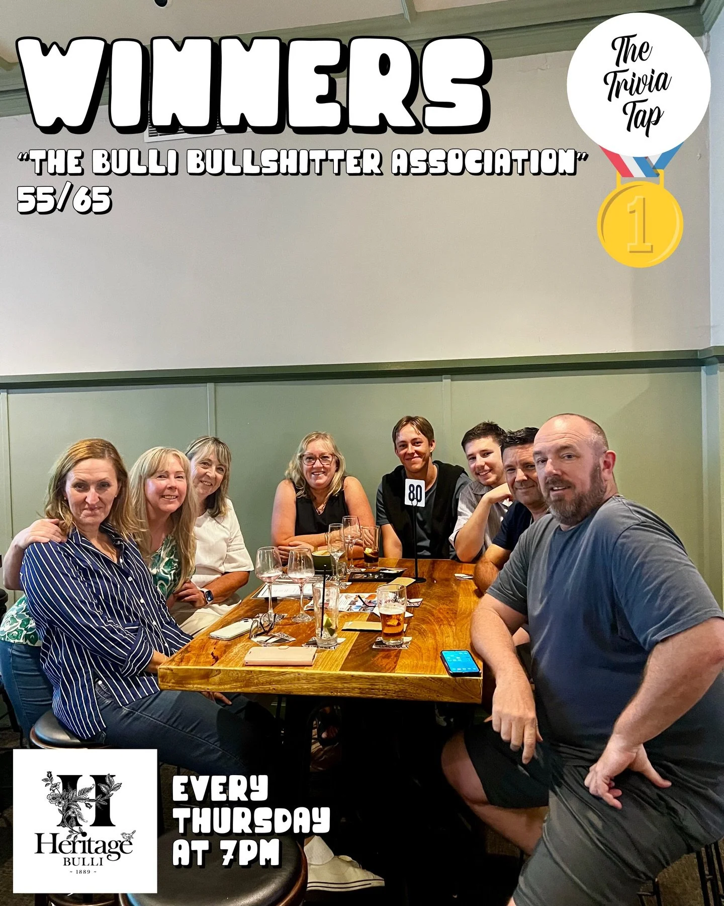 Over 60 humans and 1 very cute dog put their brains to work last night at @heritagehotelbulli! 🐶

Thank you all for playing!

Join us again next week at 7 for another night of trivia fun! 📚🧠🍻