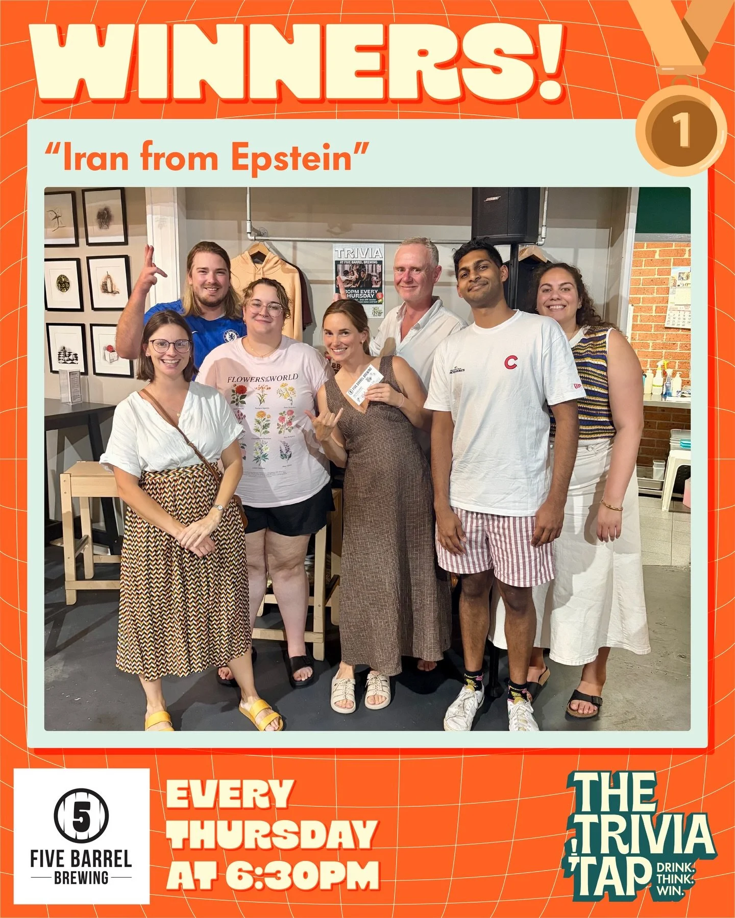 It was a big night at @fivebarrelbrewing last night with 12 teams battling for points and bragging rights! 📋

The winners got a $100 voucher! 💵

Your favourite host Matt is back next Thursday at 6:30 for another night of fun! 🎤