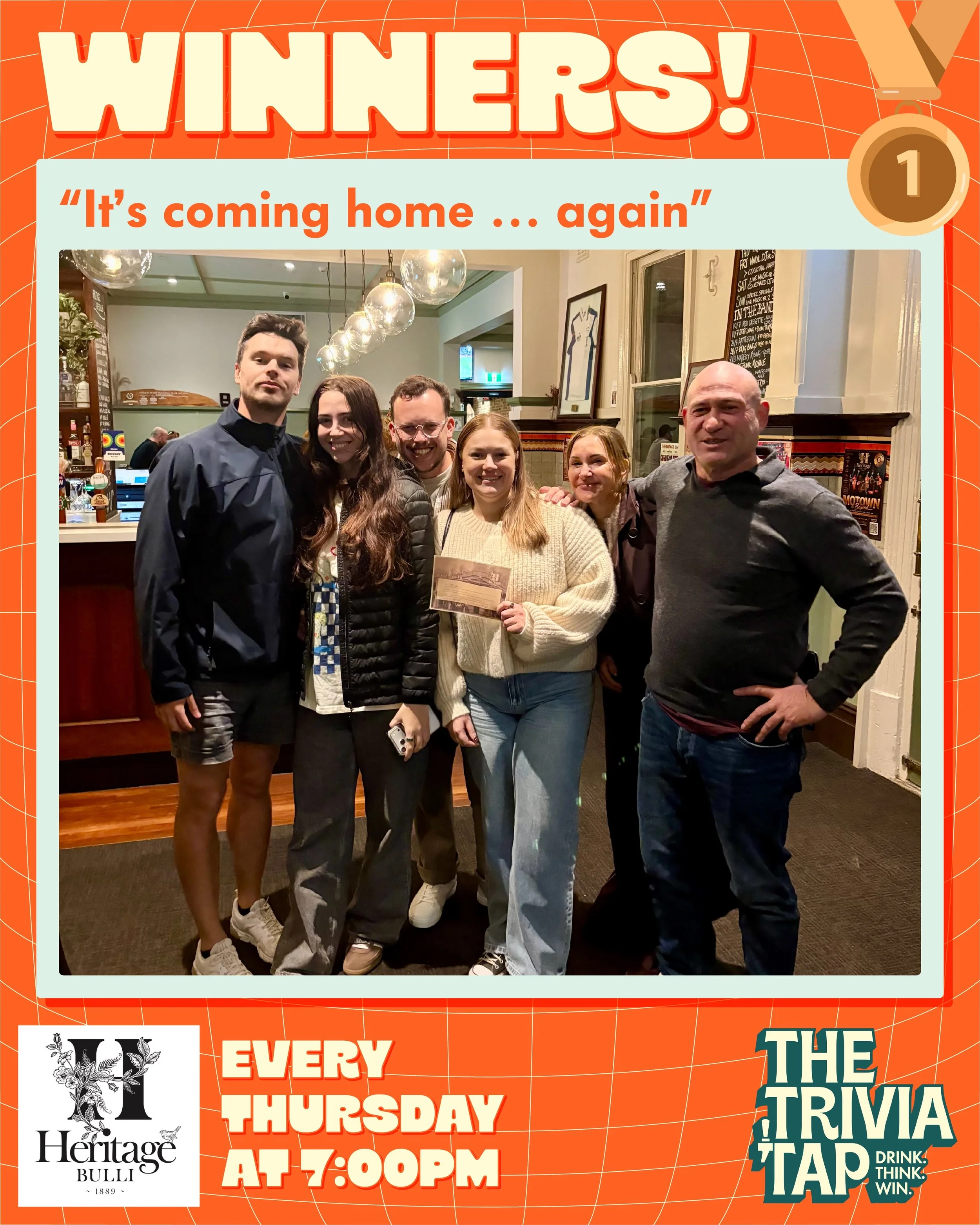 Another belter of a Trivia Thursday at @heritagehotelbulli! 🍷

14 teams took over the pub last night, with 68 players battling it out for the top spot. The winners broke through for their first victory, taking home the $100 voucher! 💵

Think you ca