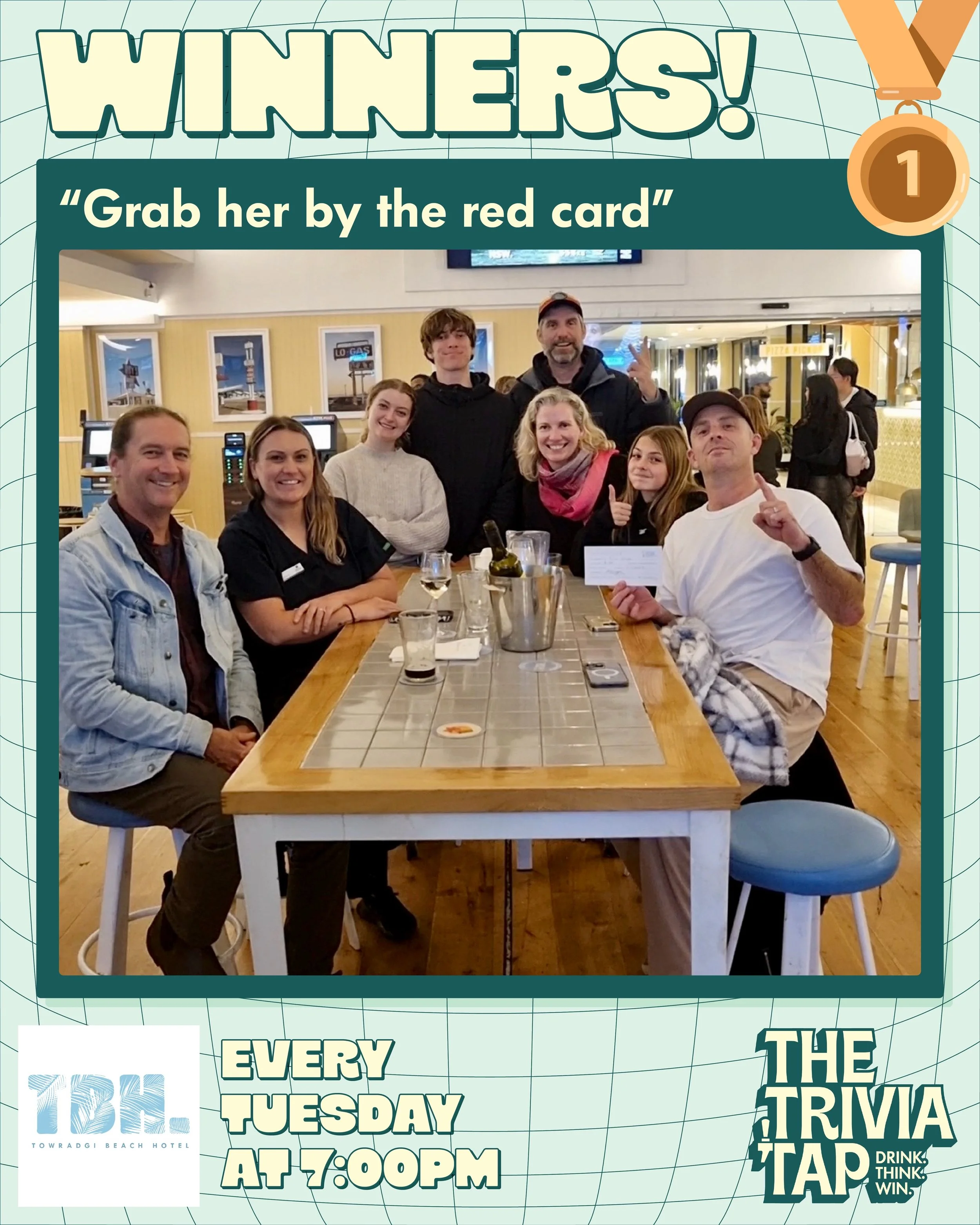 Another busy Tuesday night at @towradgibeachhotel! ✍️

90 players packed the venue last night for another cracking quiz, with the winners taking home the $100 voucher with an impressive 66/70. Just four questions stood between them and a perfect scor