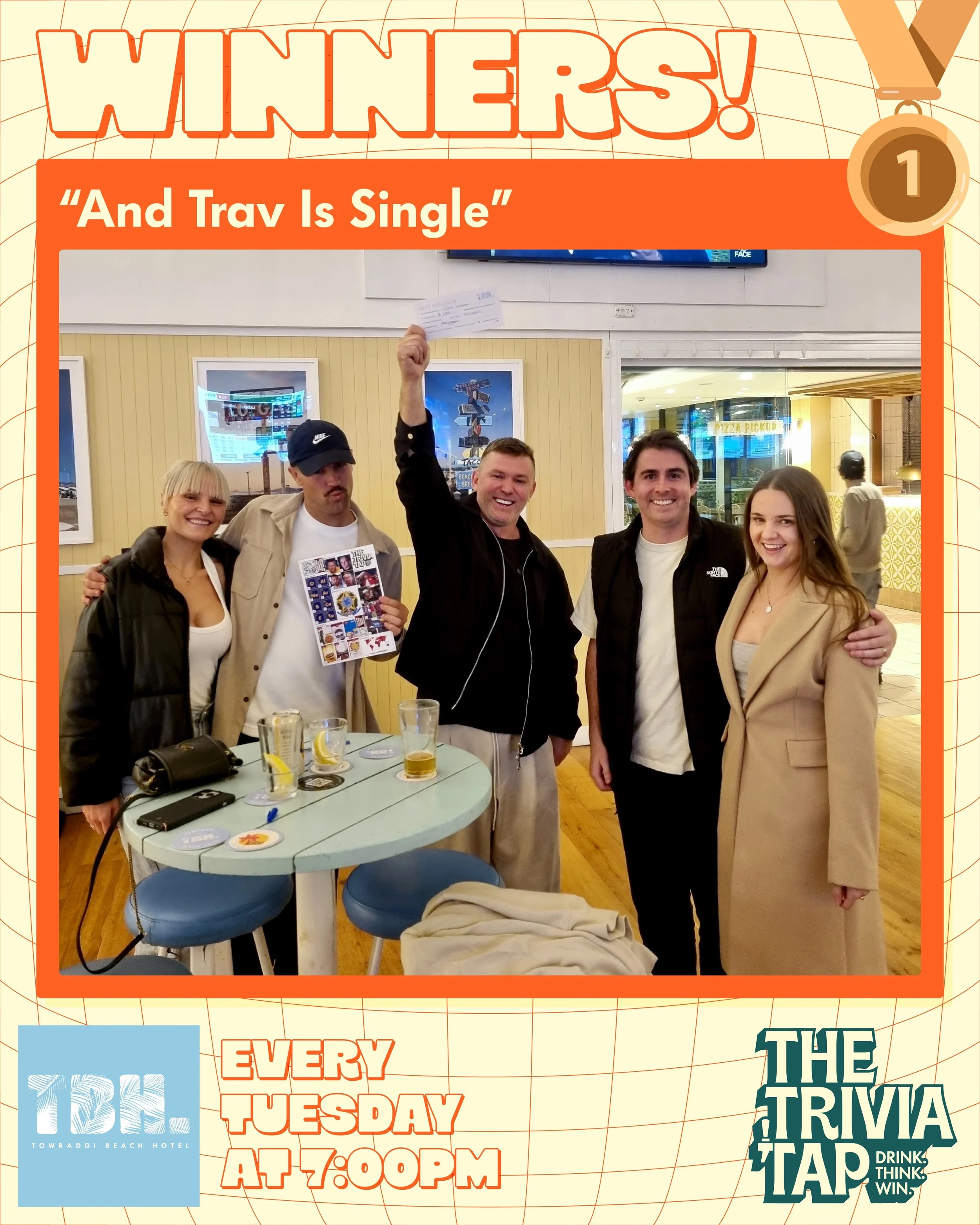 Tuesday nights just hit different at @towradgibeachhotel🍻🧠🌴

88 players packed the sports bar, with the winners holding their nerve to lock in the $100 voucher by just a single point. Talk about a photo finish! 📸

Join us again next Tuesday at 7: