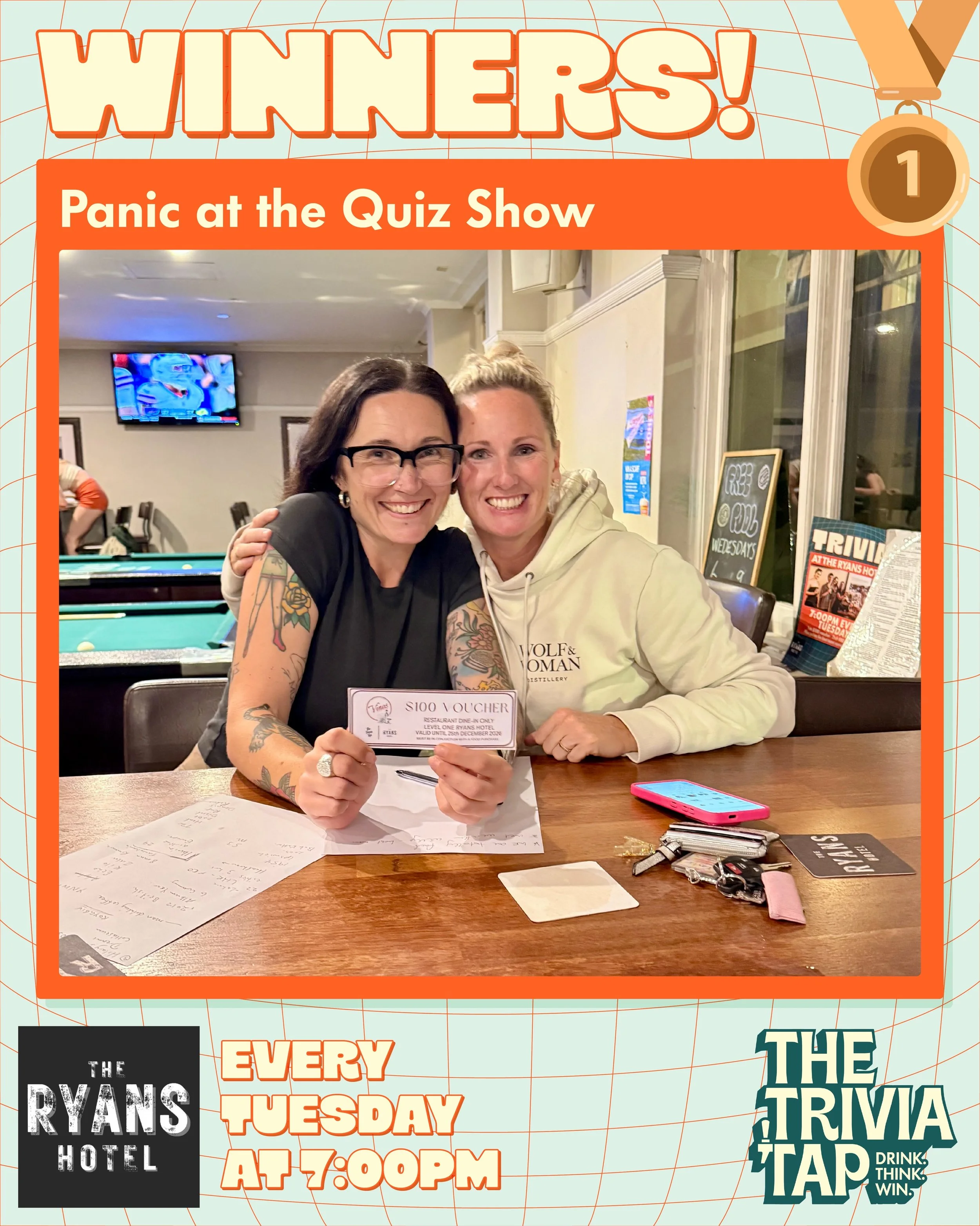 The rain was pouring, the streets were empty, and apparently most of Thirroul had dissolved in the downpour... 🌧️

Just five teams braved the weather at @ryanshotelthirroul last night, but what we lacked in numbers, we made up for in laughs! Panic a