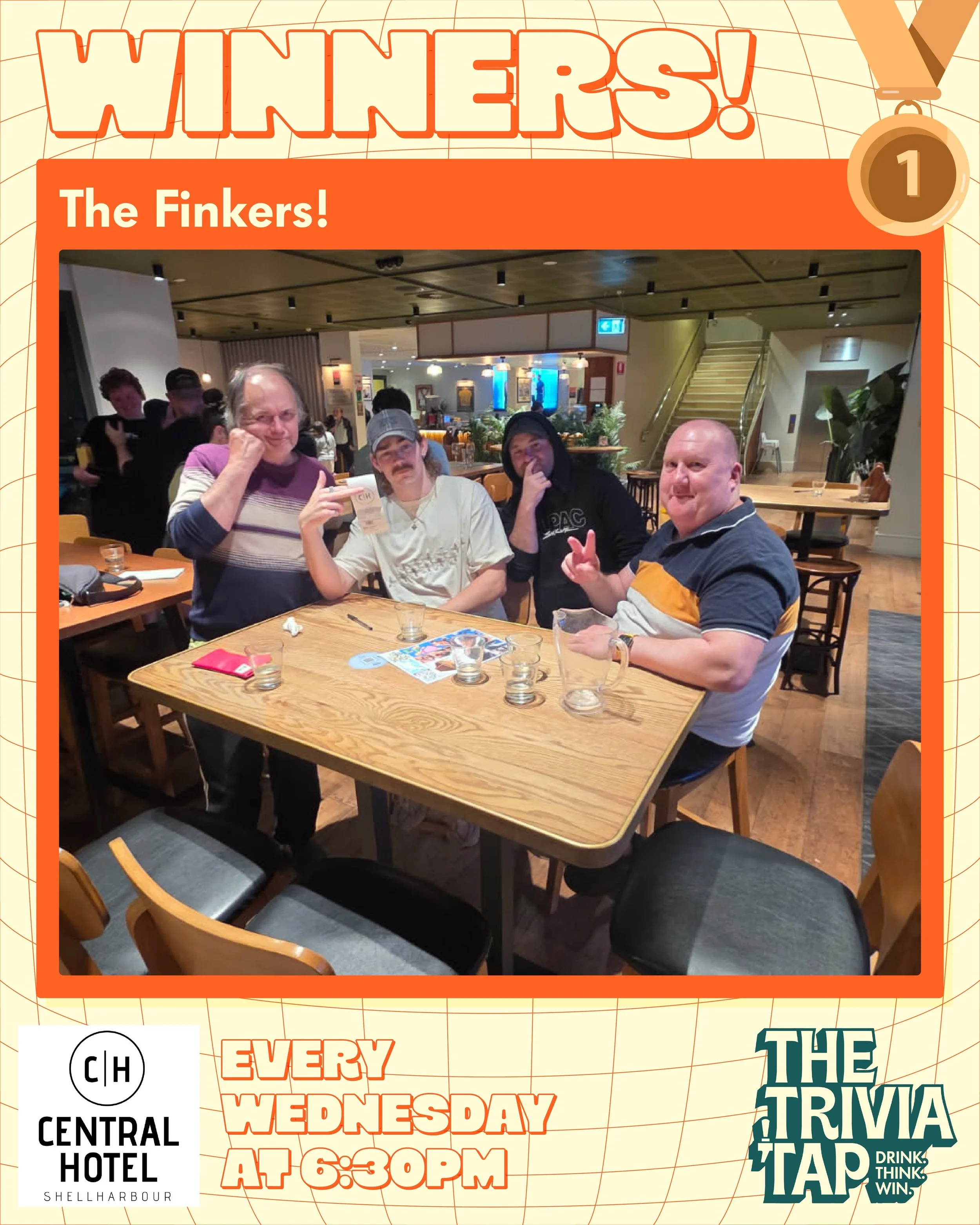 Apparently, the bearded men on our picture sheet were doing things to people at @centralhotelshellharbour last night that we hadn&rsquo;t anticipated... 🔥

36 players across 8 teams battled it out, with The Finkers! taking the win on 49 points! Mean