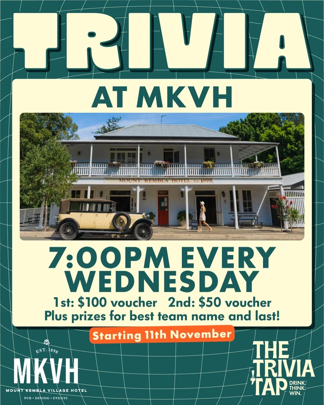 We&rsquo;re heading up the mountain and bringing trivia with us! ✍️⛰️🧠 
Nestled in the beautiful village of Mount Kembla, there&rsquo;s a historic little pub that&rsquo;s been pouring beers since 1898&hellip; and from Wednesday 11th November, we&rsq