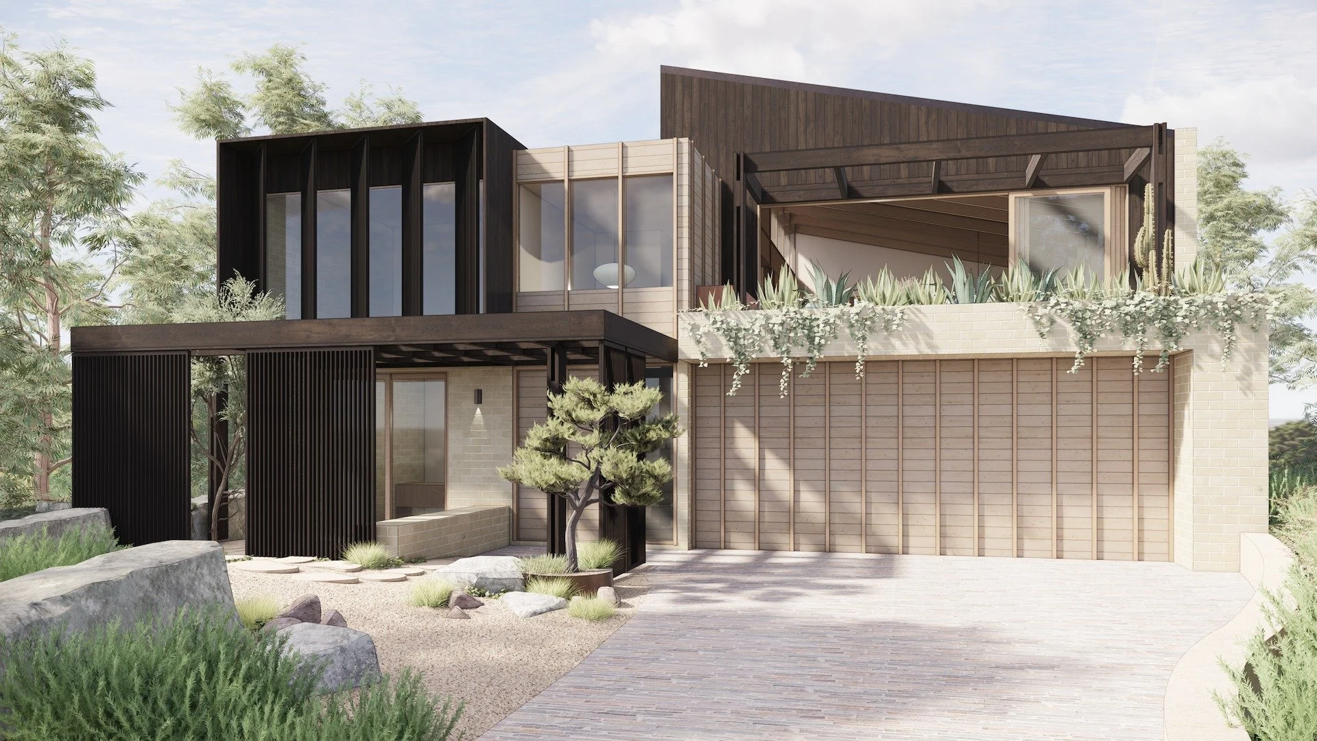 The story continues... take a closer look at our Narrabeen project. Our latest render reveals the street facade that's both protection and gallery. Operable screens offer privacy from the street and protection from the western sun, while framing brea