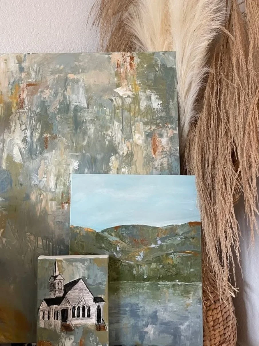 Custom painting of Family Church in Pittsview, Alabama, as part of a three piece series commissioned artwork by Amanda Ray Newman